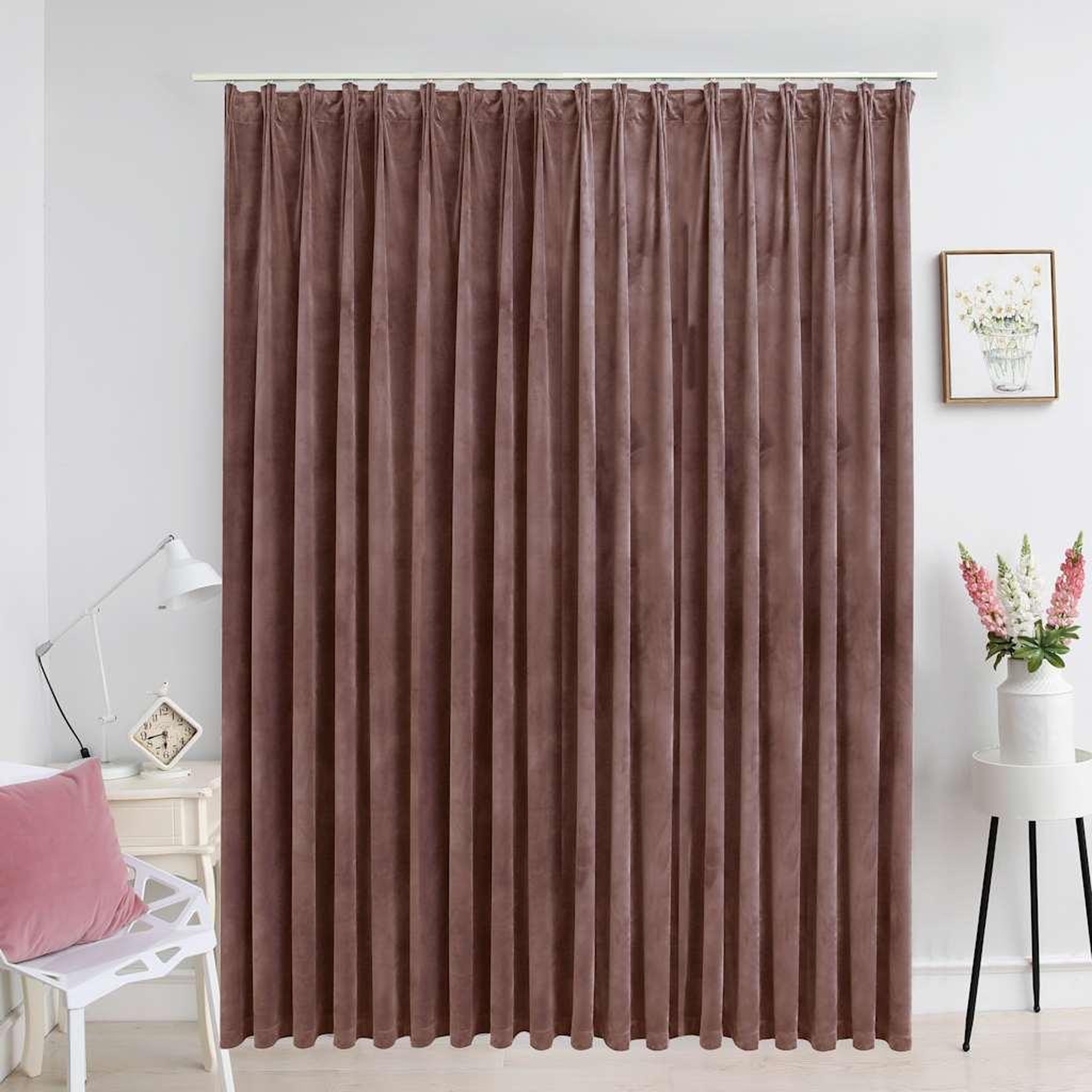 VIDAXL Rideau occultant avec crochets Velours Rose antique 290x245 cm