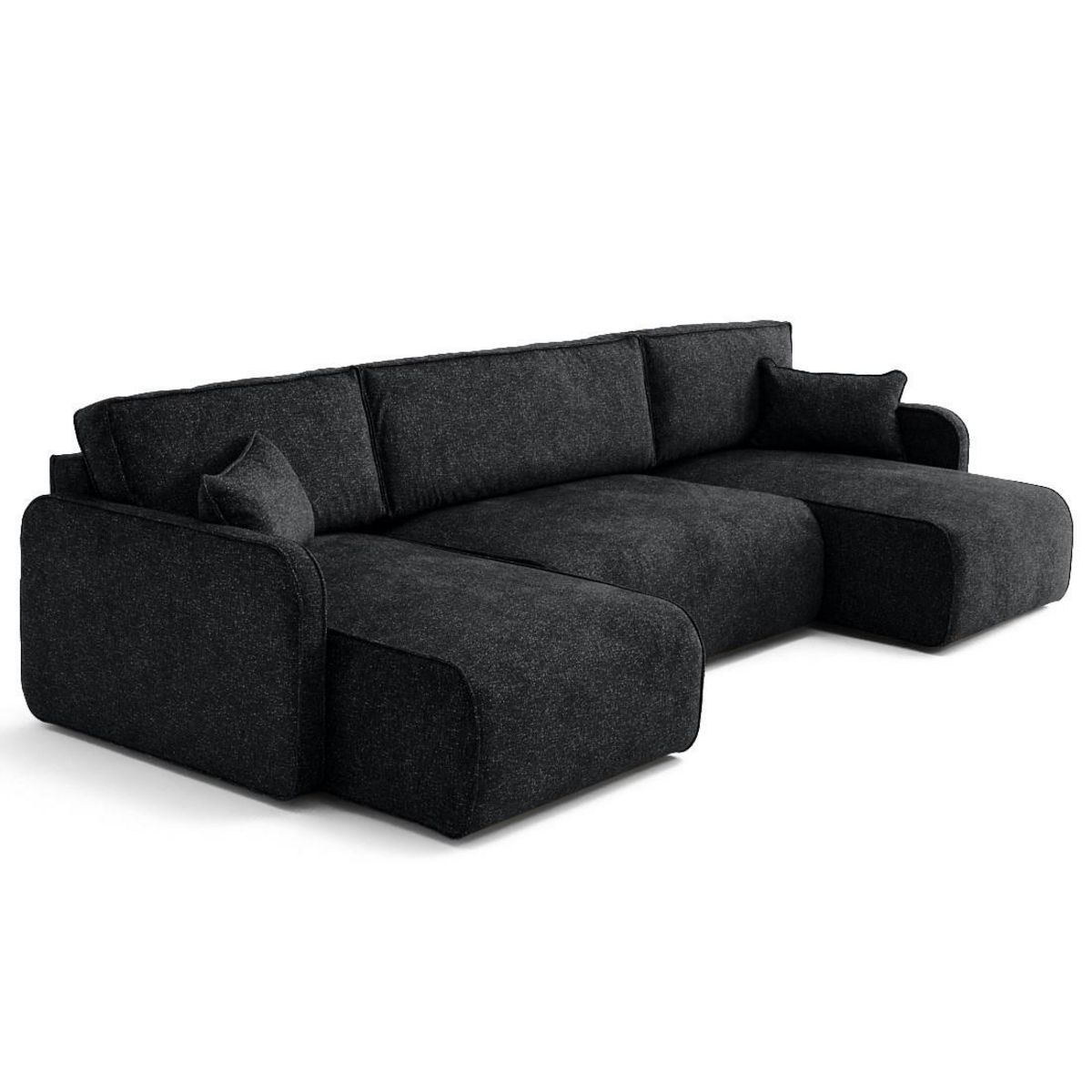 LISA DESIGN Apolline - canapé panoramique en u 7 places convertible avec coffres en tissu moucheté