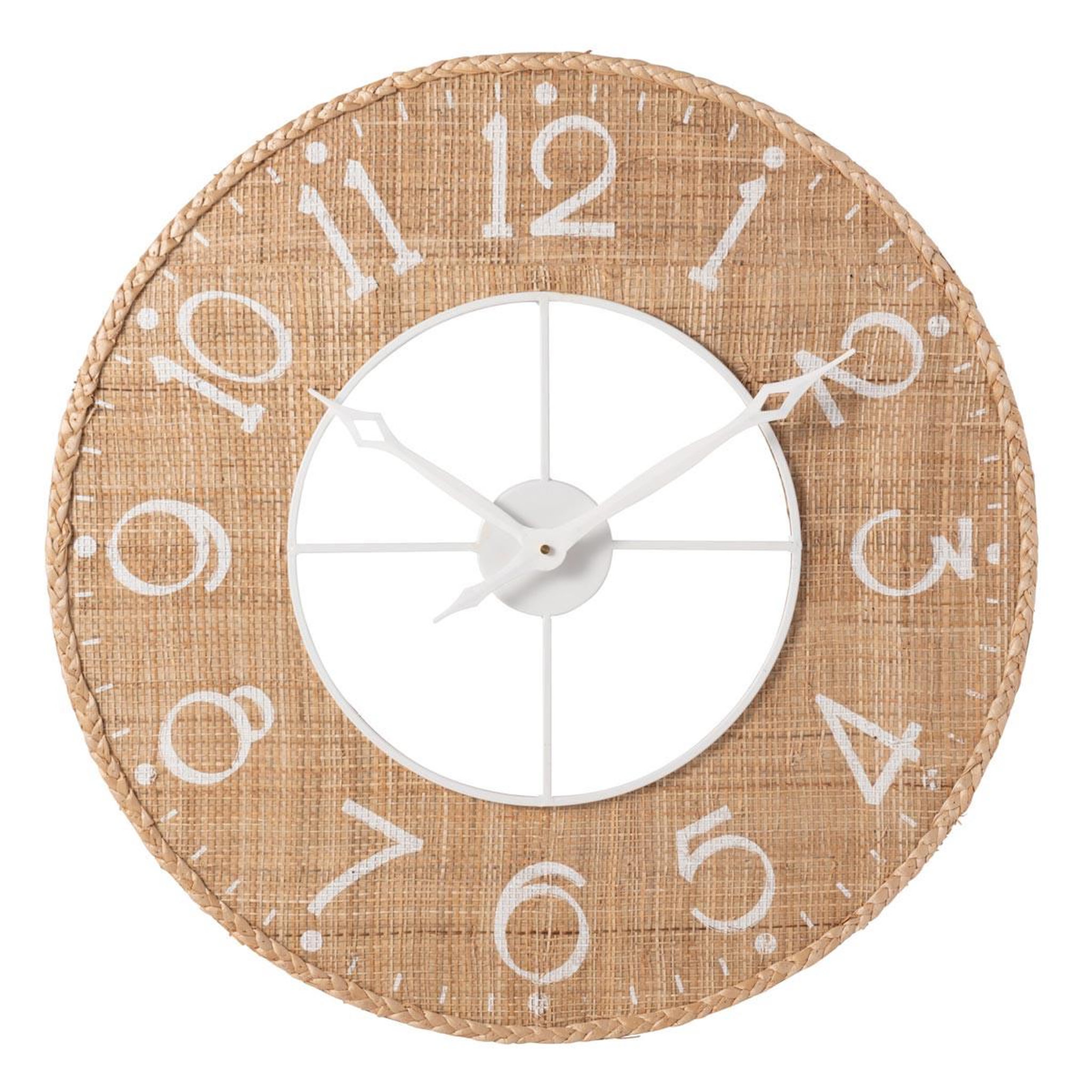 J-LINE Horloge murale déco  sodi  60cm naturel & blanc