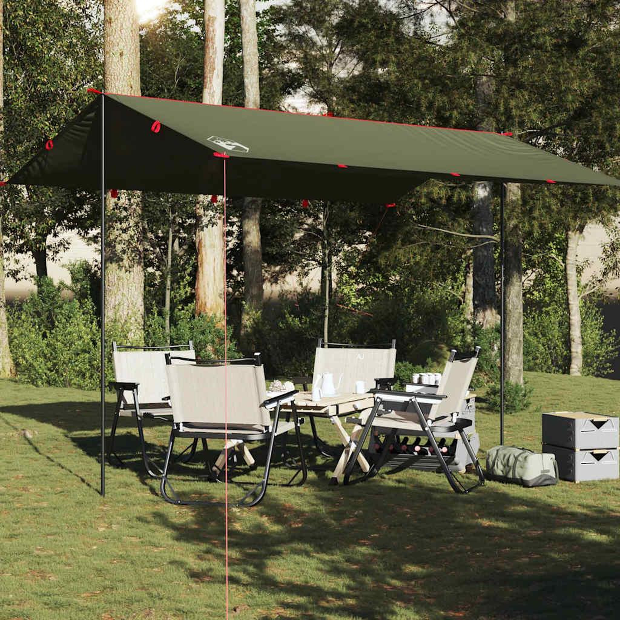 VIDAXL Bache de camping vert olive 406x306 cm impermeable