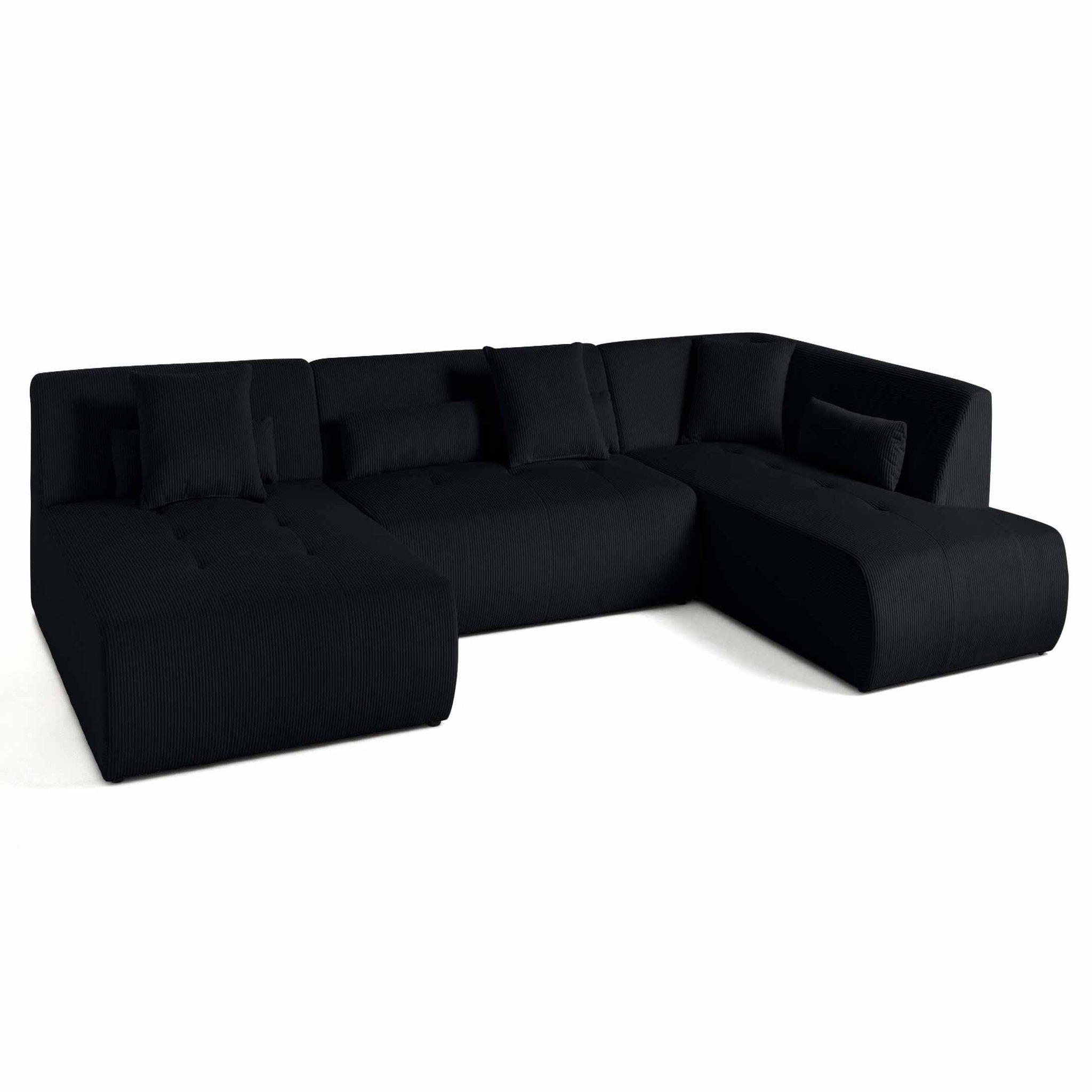 Voir la diapositive 4 : LISA DESIGN Onyx - canapé panoramique d'angle droit 7 places - en velours côtelé