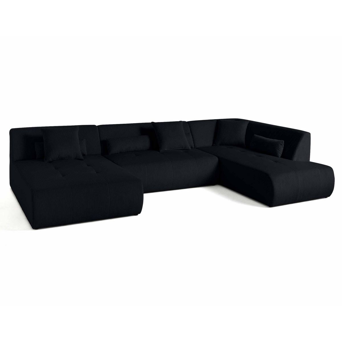 LISA DESIGN Onyx - canapé panoramique d'angle droit 7 places - en velours côtelé