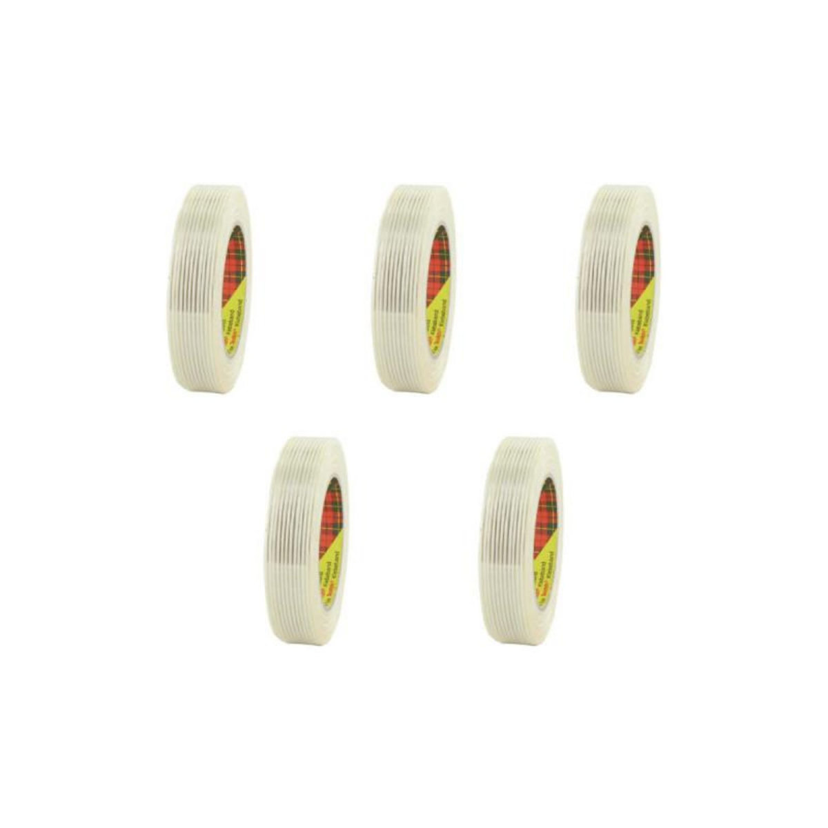 3M Lot de 5 rubans adhésifs armés 3M - Transparent - 25mm - 8956-25