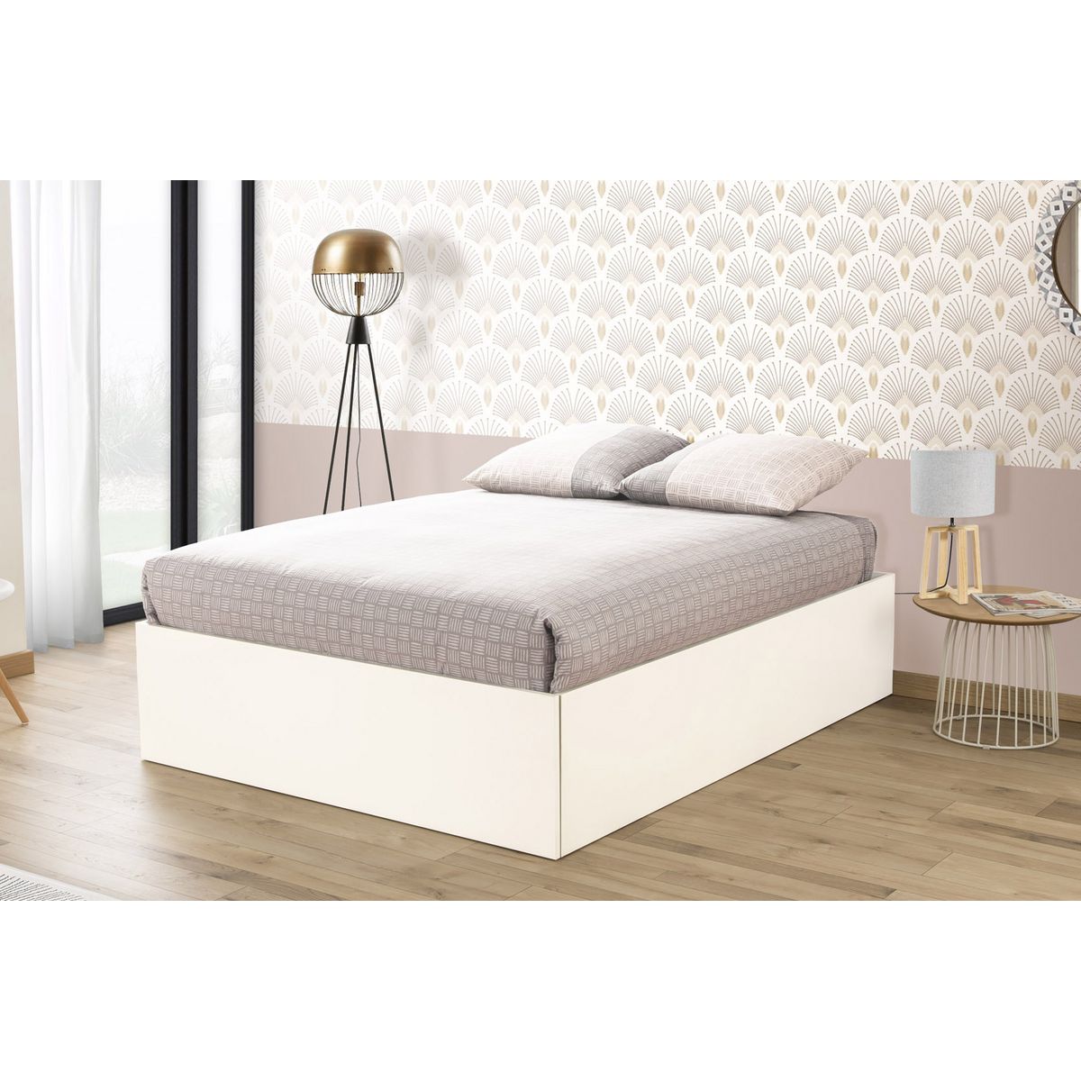 Lit coffre STAN + rangement à chaussures pour couchage 140x190cm