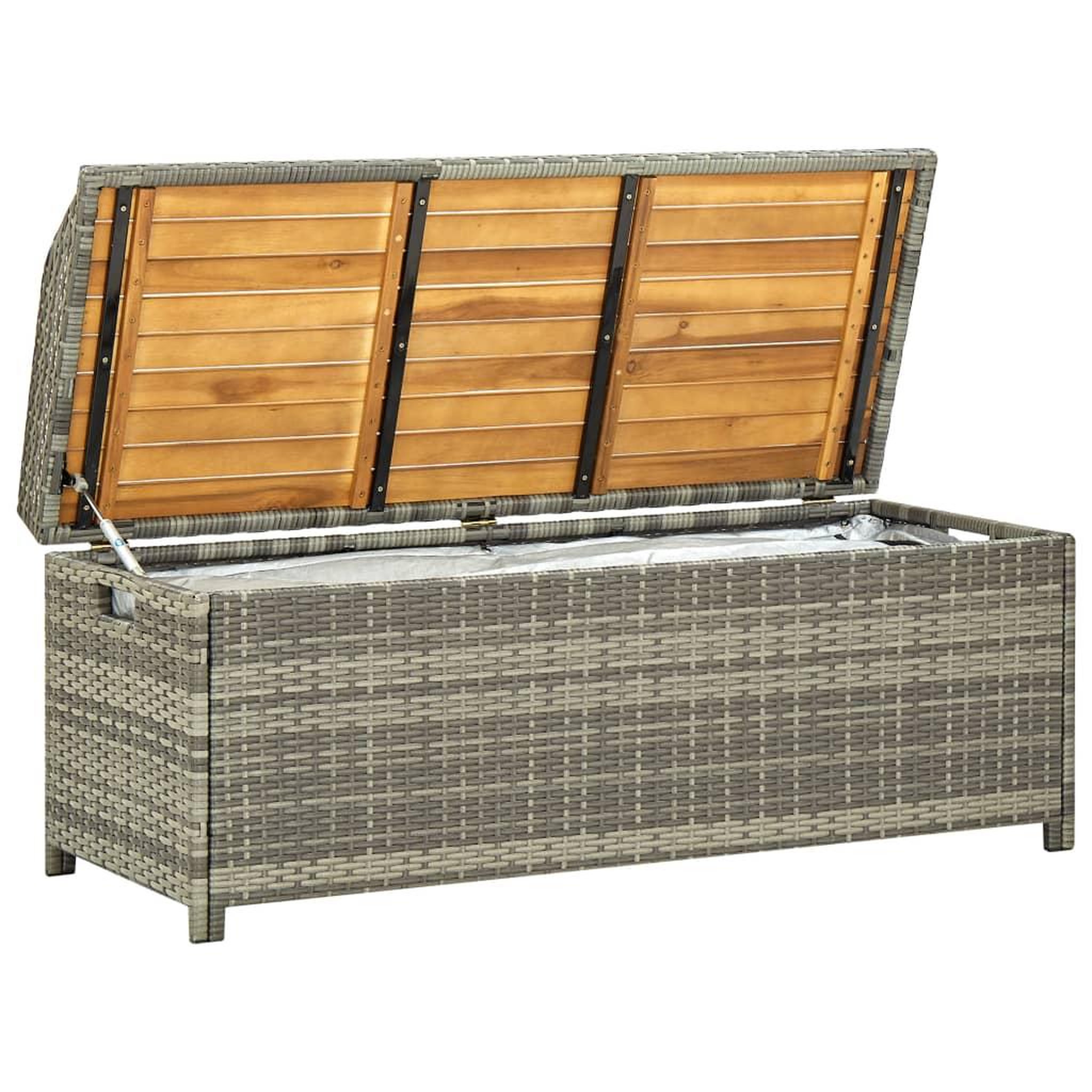 Voir la diapositive 2 : VIDAXL Banc de rangement de jardin 120 cm Resine tressee Gris