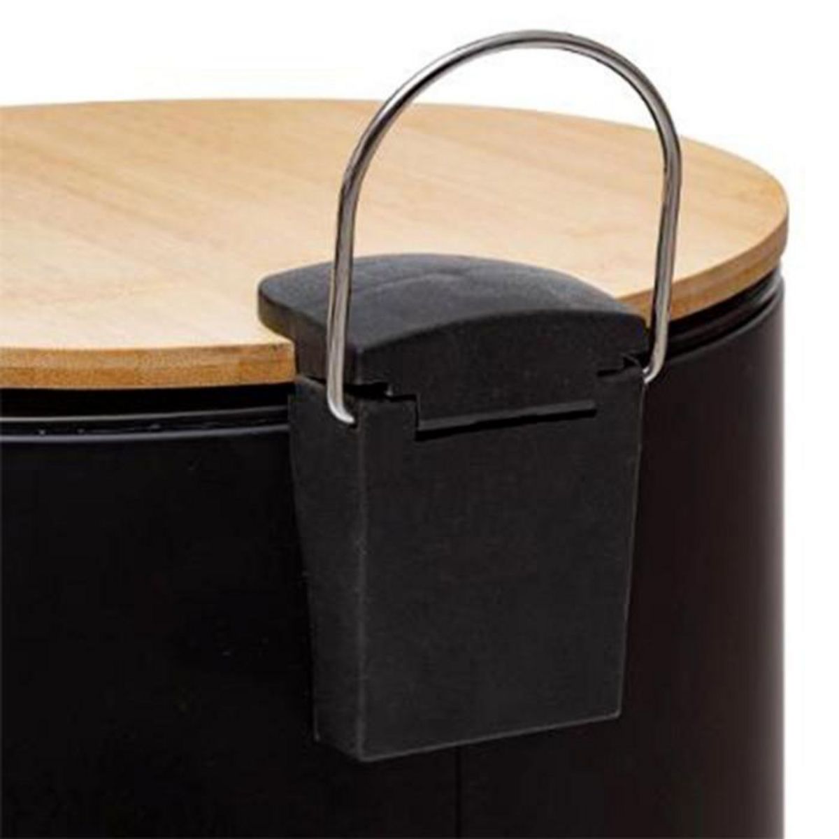 FIVE Poubelle en Métal & Bambou  Natureo  30L Noir