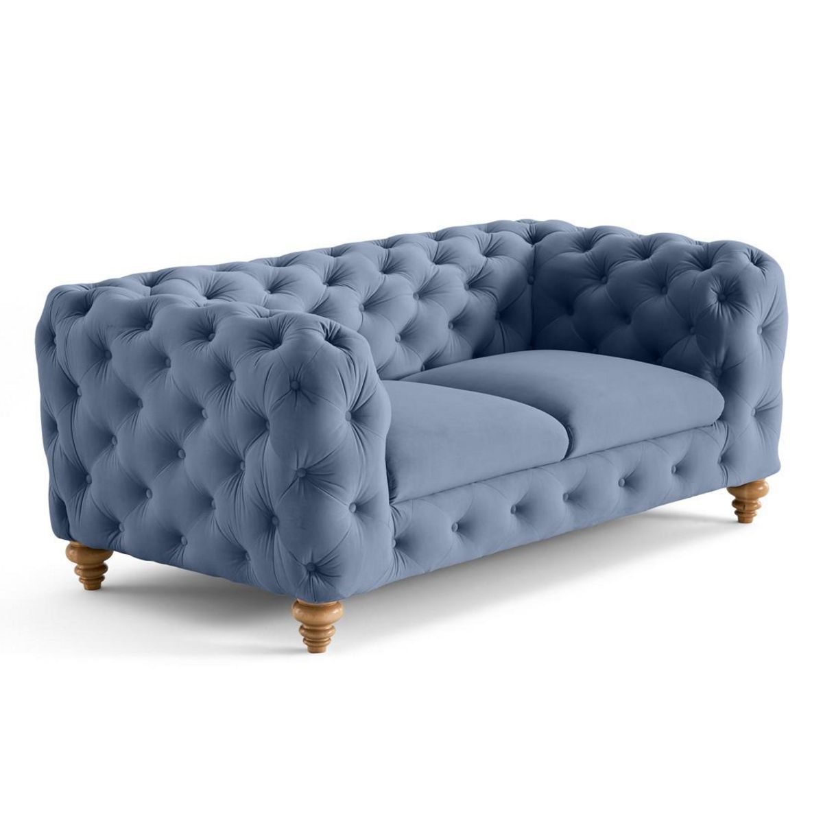 LISA DESIGN Walter - canapé 2 places chesterfield en velours - pieds bois