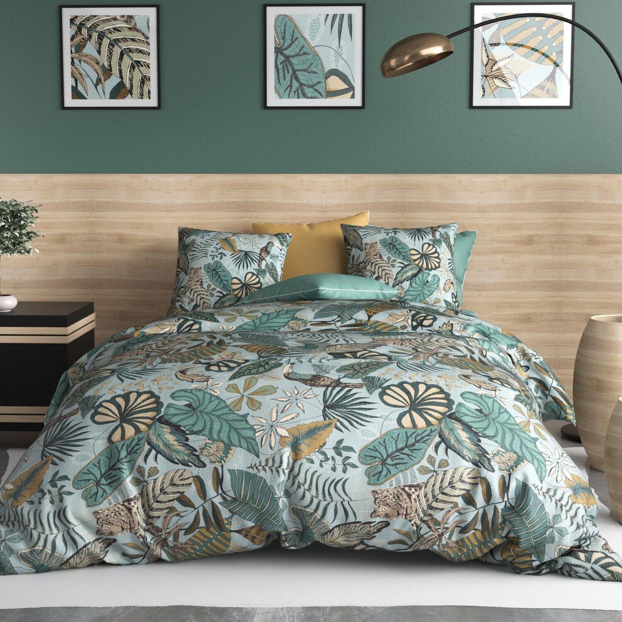 Voir la diapositive 1 : ATELIER DU COTON Parure de couette 100% coton 57fils/cm2 - cancun