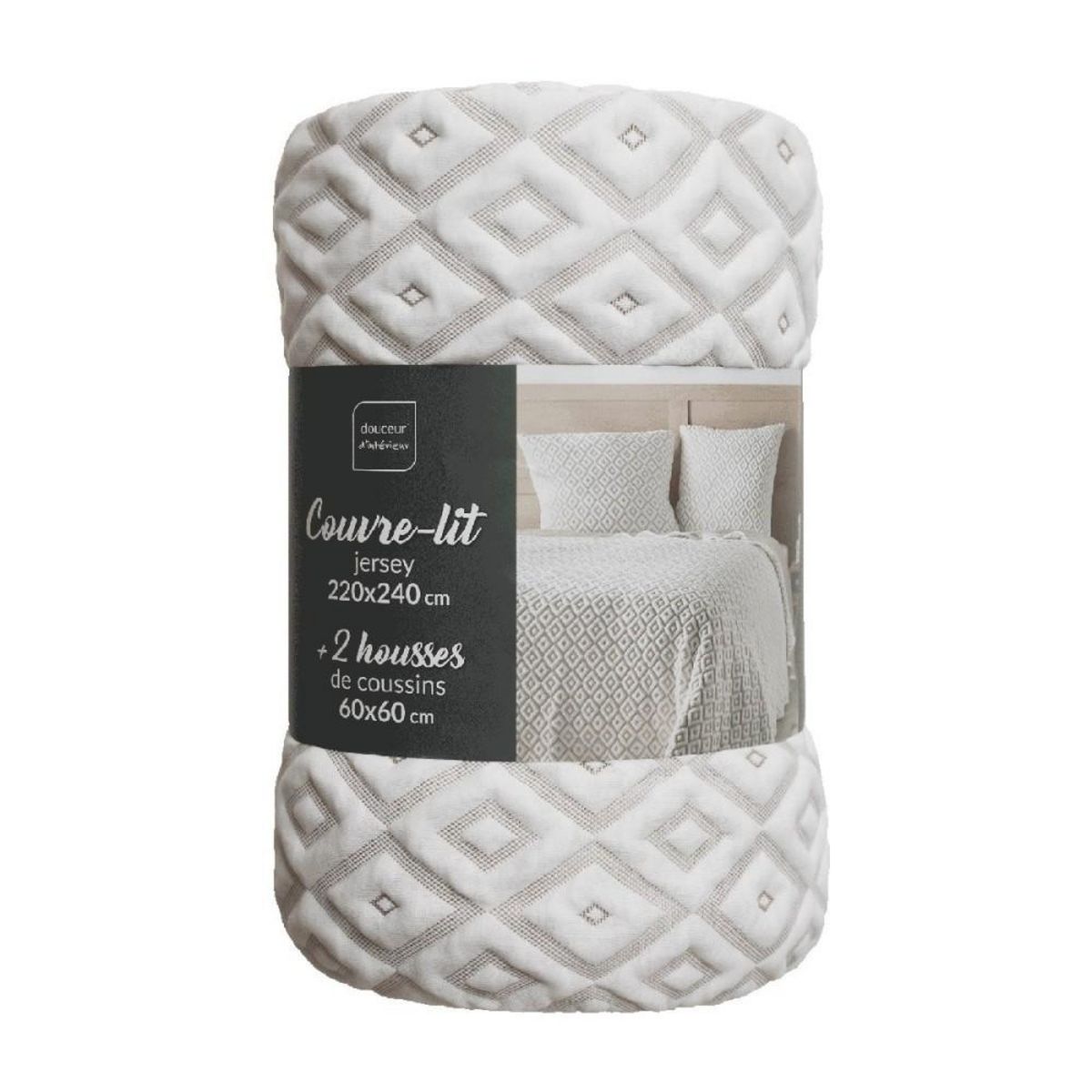 Douceur d'Intérieur Couvre-lit 2 personnes matelassé 220x240 + taies jersey microfibre Joana