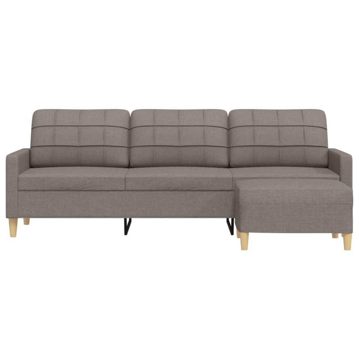 VIDAXL Canape a 3 places avec repose-pieds Taupe 210 cm Tissu