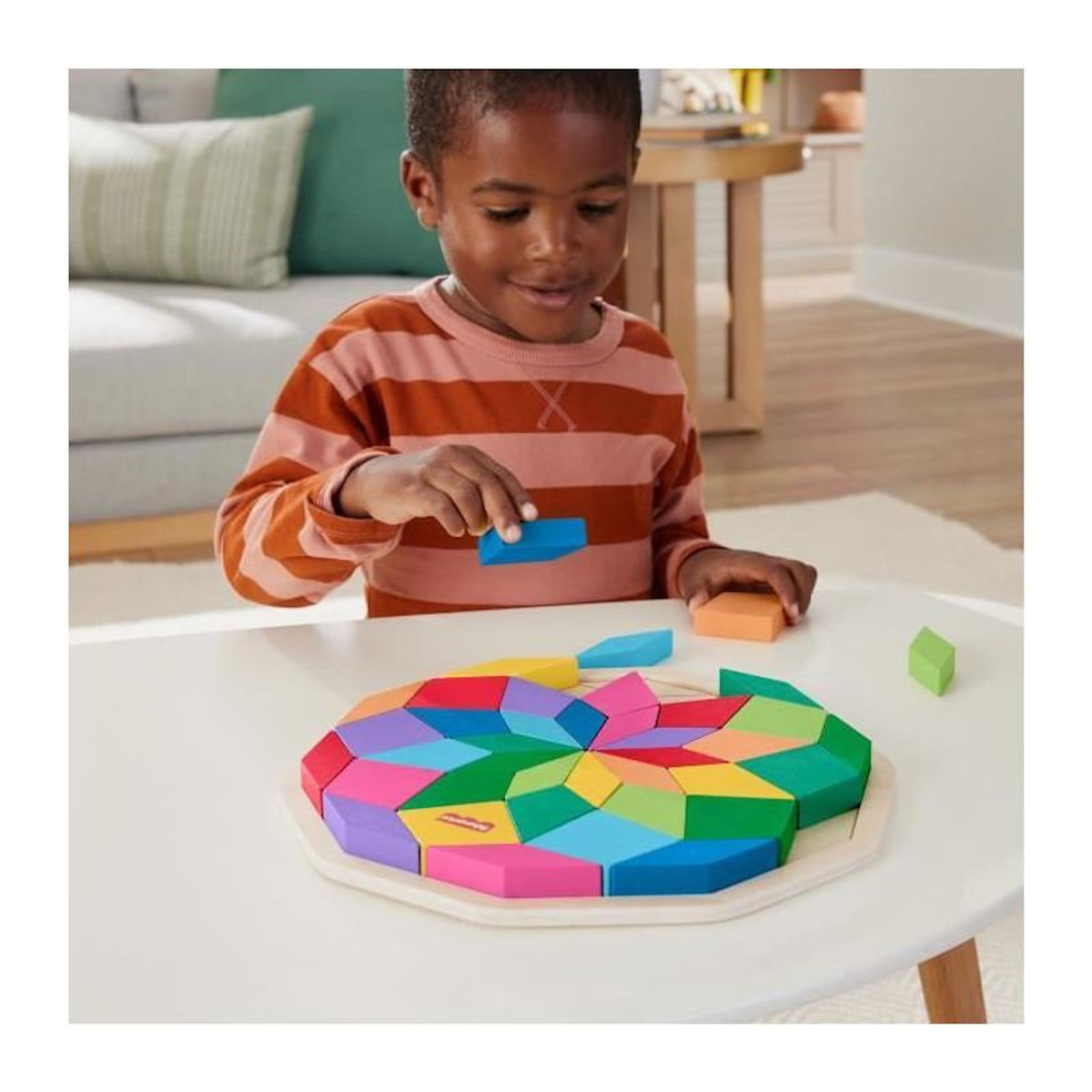FISHER PRICE Puzzle 40 pièces Mandala bois motif géométrique – Puzzle enfant éducatif – Fisher-Price – HXT94