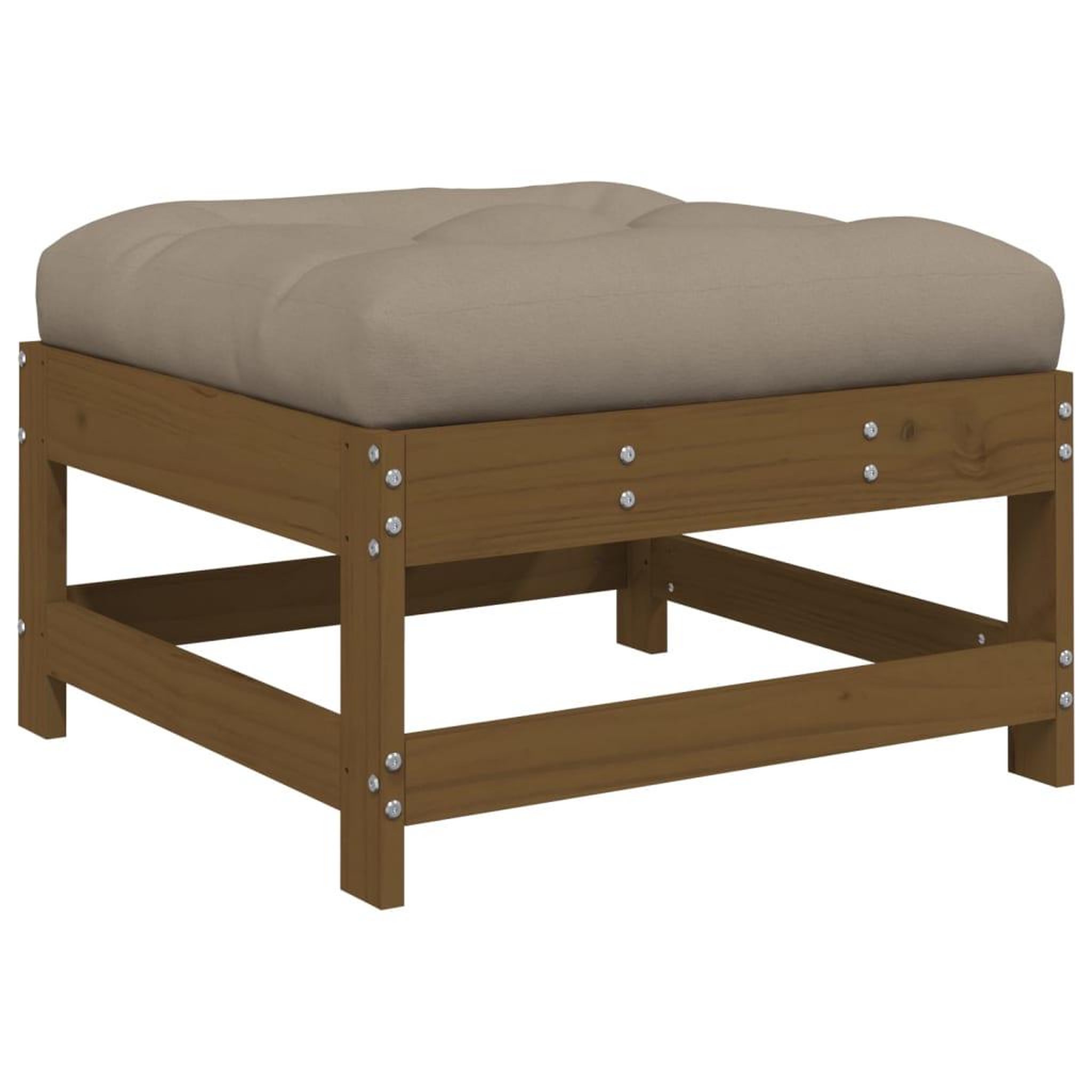 Voir la diapositive 2 : VIDAXL Repose-pied de jardin et coussin marron miel bois de pin massif