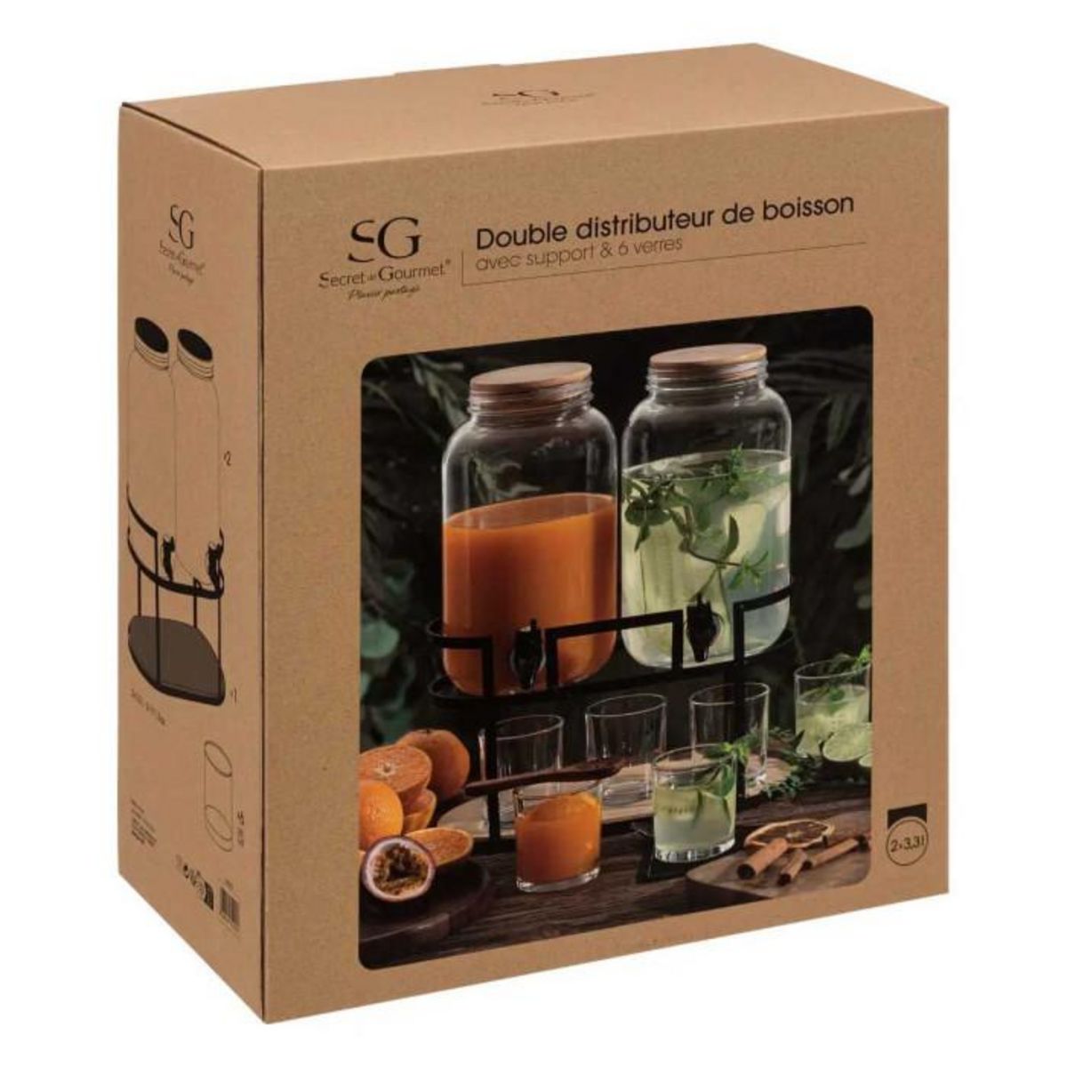 SECRET DE GOURMET Double Distributeur Boisson  Duo  6,6L Transparent