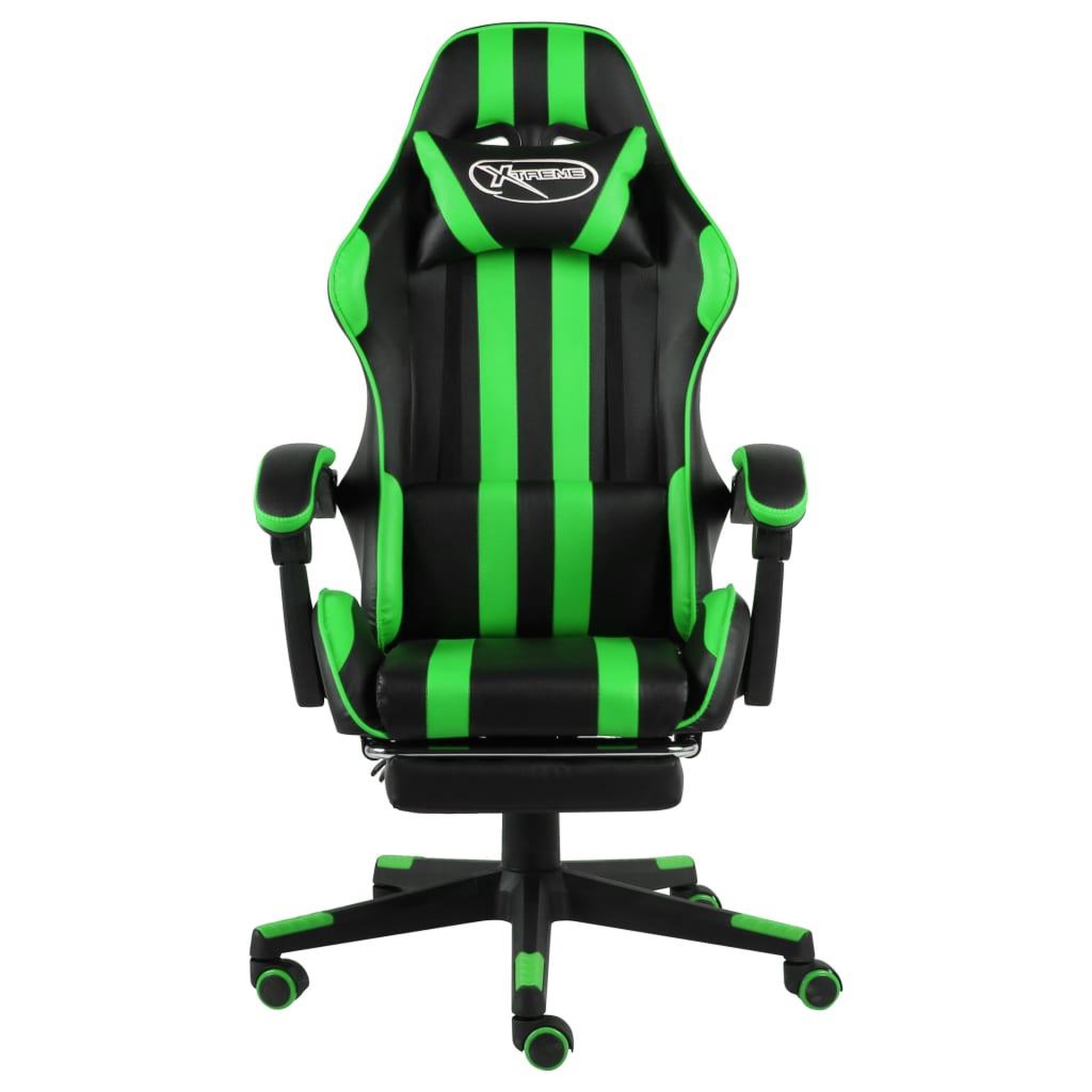 Voir la diapositive 2 : VIDAXL Fauteuil de jeux video avec repose-pied Noir et vert Similicuir