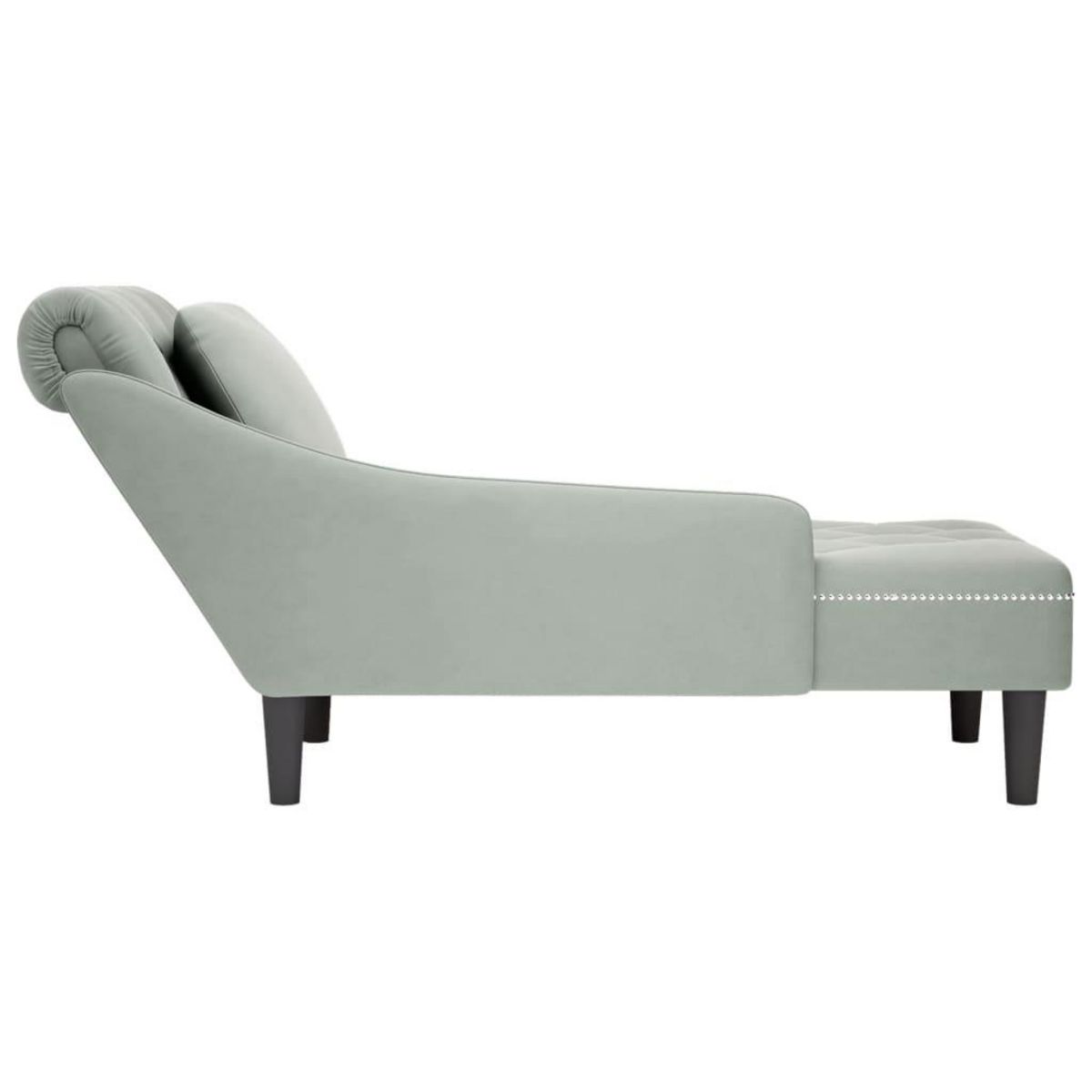 VIDAXL Fauteuil long et coussin et accoudoir droit gris clair velours
