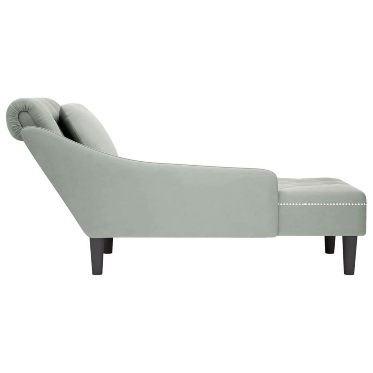 VIDAXL Fauteuil long et coussin et accoudoir droit gris clair velours