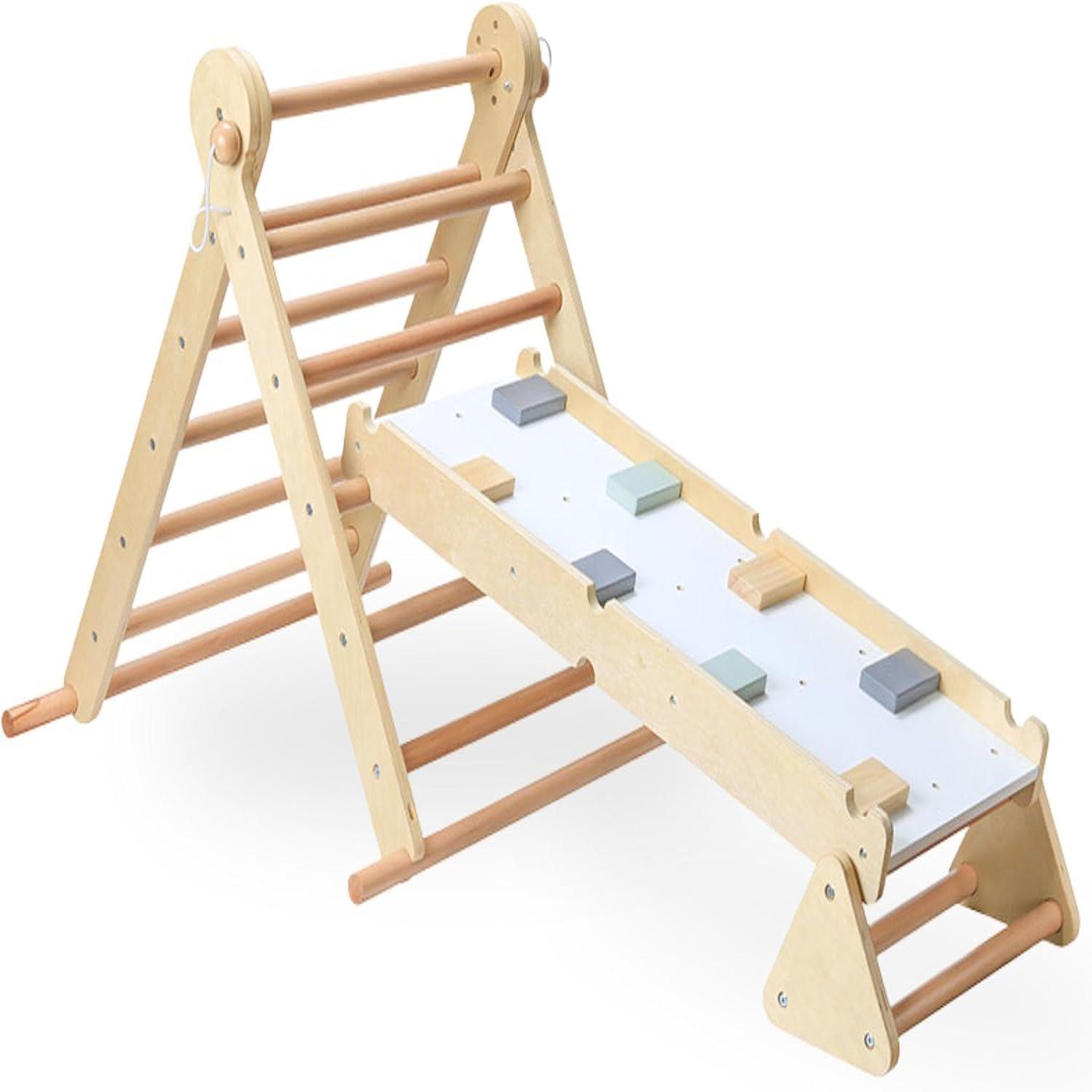 MAMABRUM Aire de Jeux - Échelle, Mur d'escalade, Poutre d'équilibre, triangle de Pikler - Charge Max 50 kg