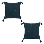 ATMOSPHERA Lot de 2 coussins de chaise brodés rectangulaires Starke - 40 x 40 cm - Bleu nuit