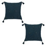 Voir la diapositive 1 : ATMOSPHERA Lot de 2 coussins de chaise brodés rectangulaires Starke - 40 x 40 cm - Bleu nuit