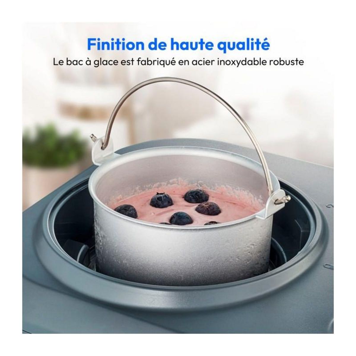 Medion MEDION Machine a glace avec compresseur (convient pour la préparation de cremes glacées, yaourts glacés & sorbets, 1 litre, 1