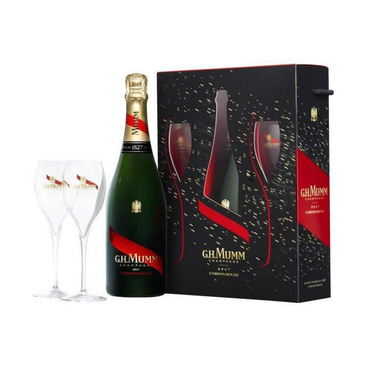 Mumm Coffret Champagne Mumm Cordon Rouge + 2 flûtes