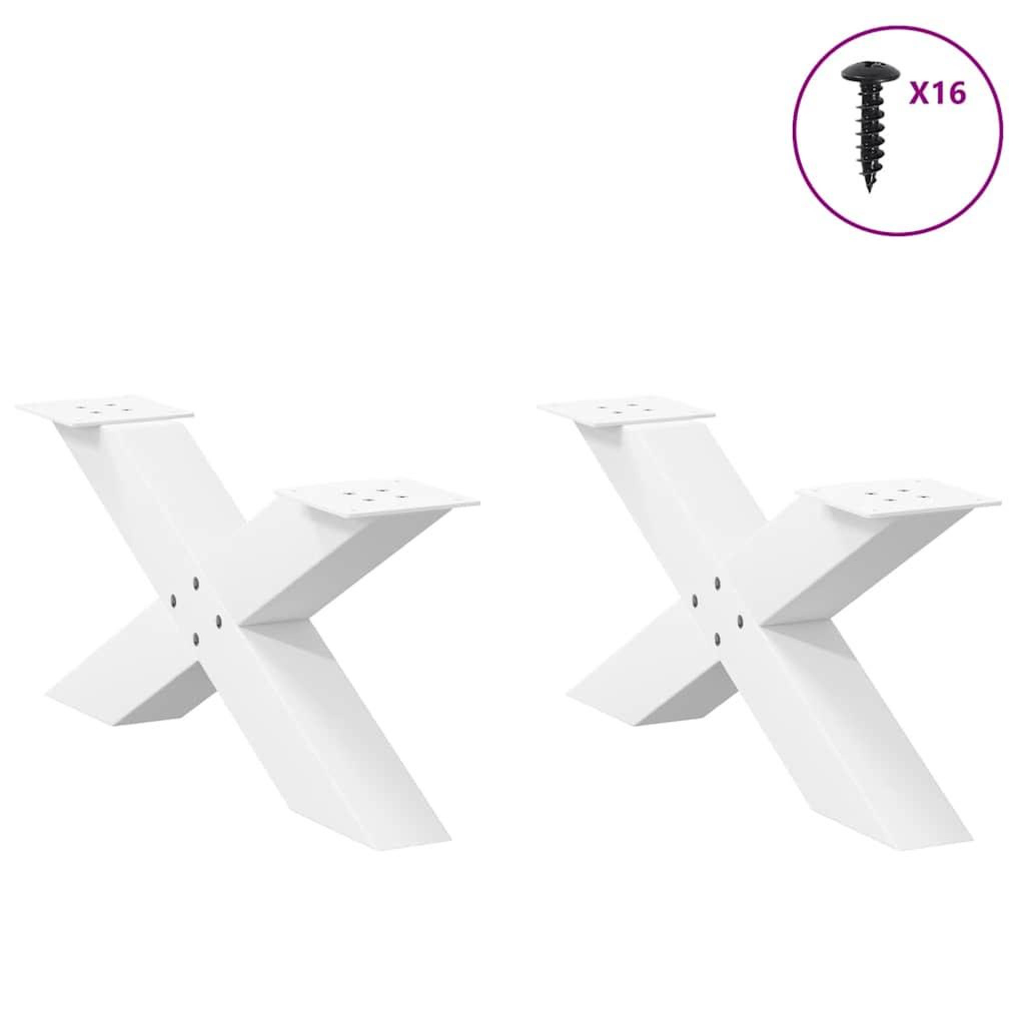 Voir la diapositive 3 : VIDAXL Pieds de table basse forme de X 2 pcs blanc 70x(30-31) cm acier