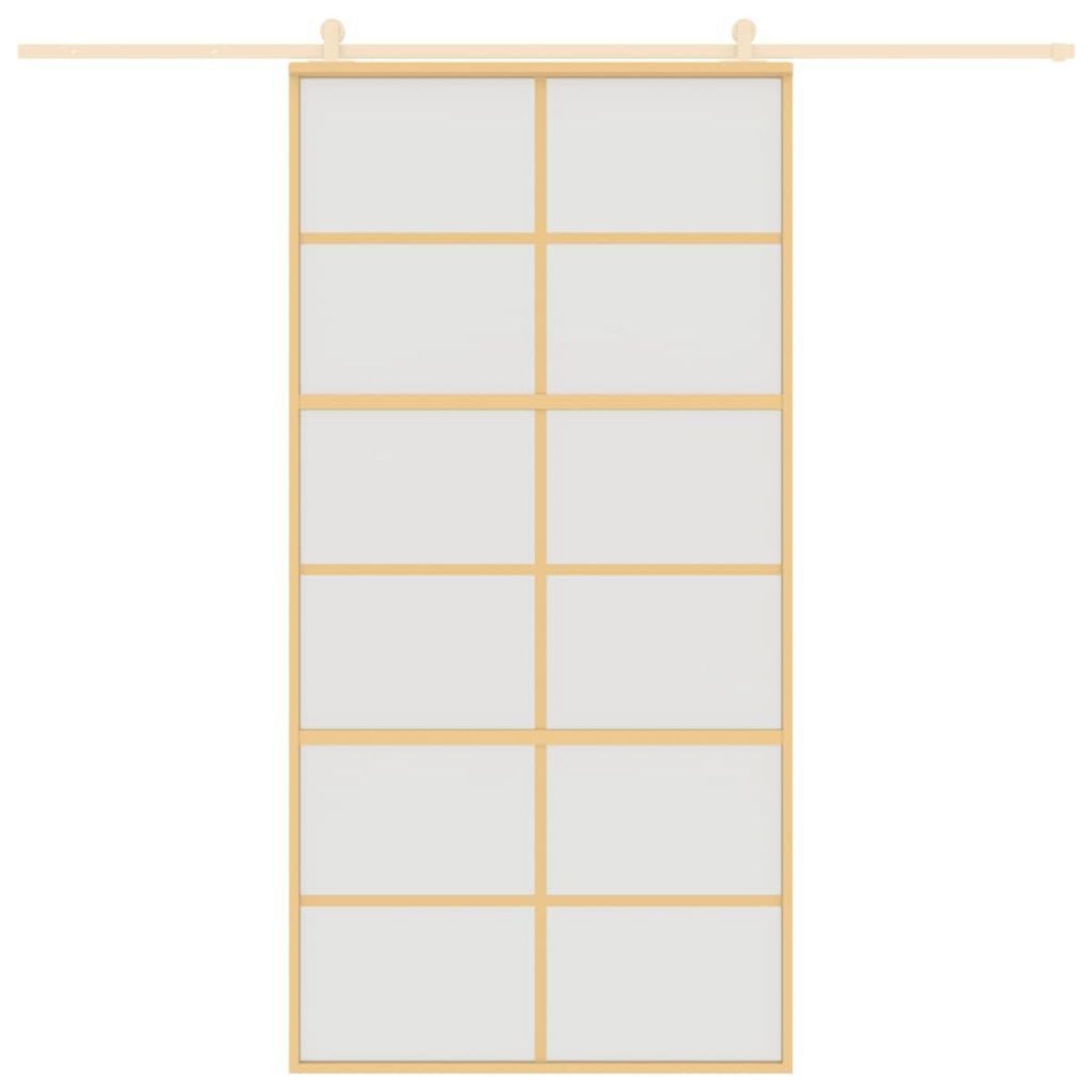 VIDAXL Porte coulissante dore 102,5x205 cm verre ESG depoli aluminium