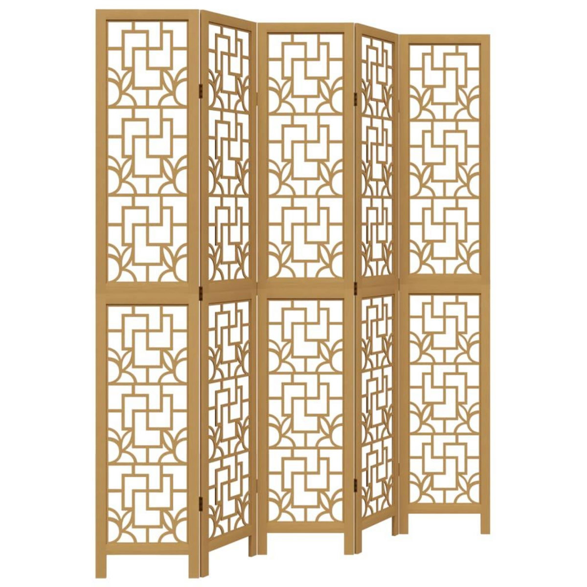 VIDAXL Cloison de separation 5 panneaux marron bois paulownia massif