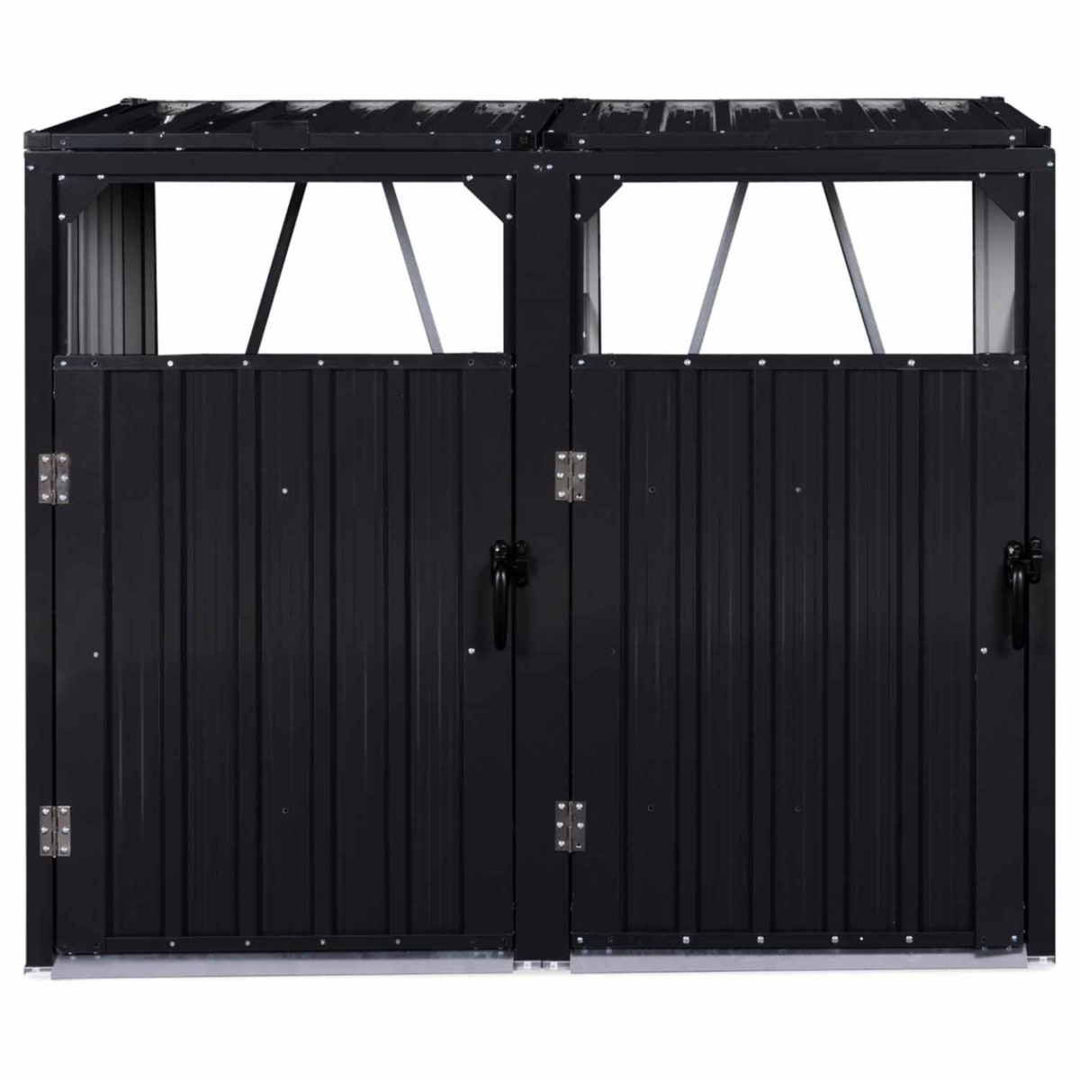 ID MARKET Cache poubelle double en acier gris anthracite