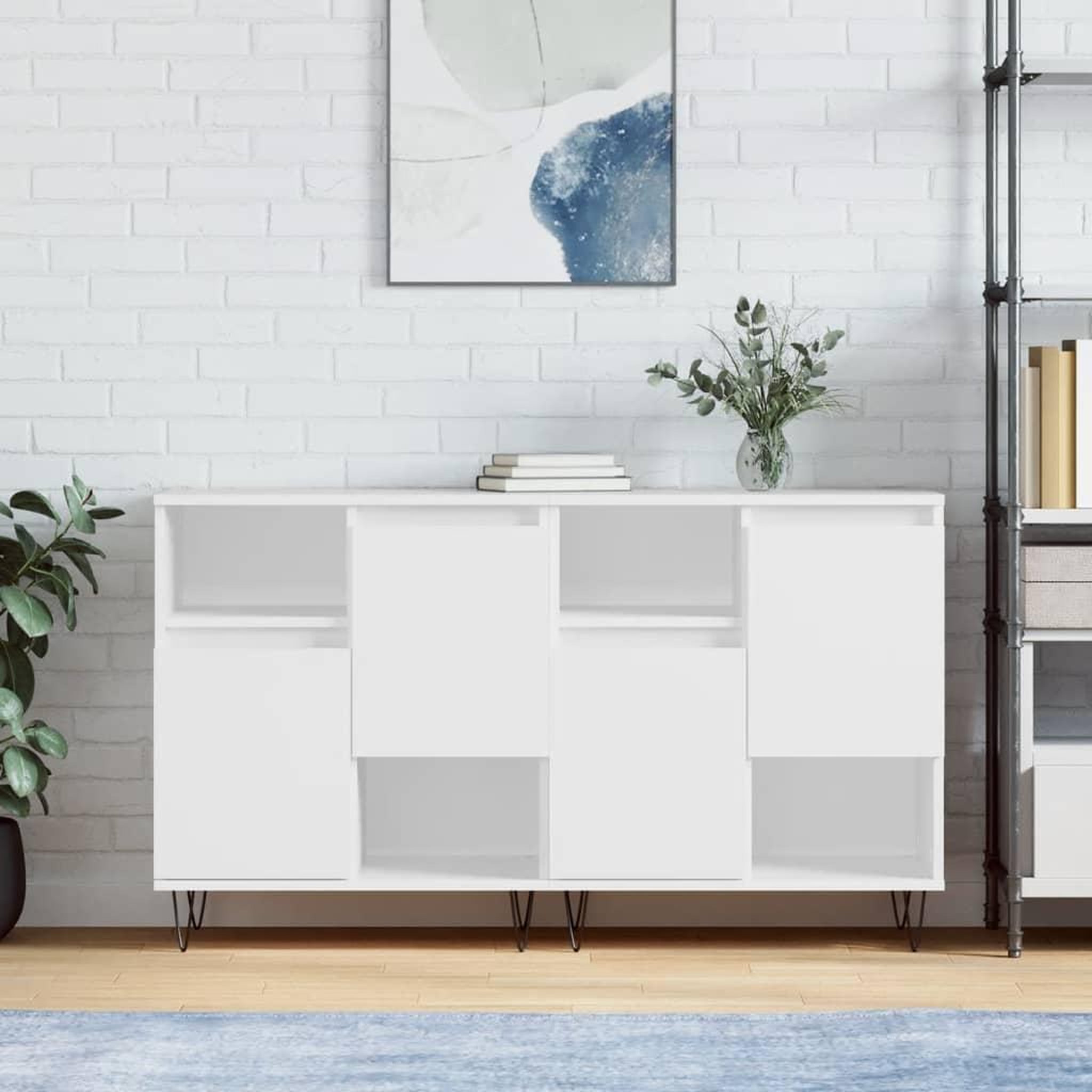 VIDAXL Buffets 2 pcs blanc bois d'ingenierie