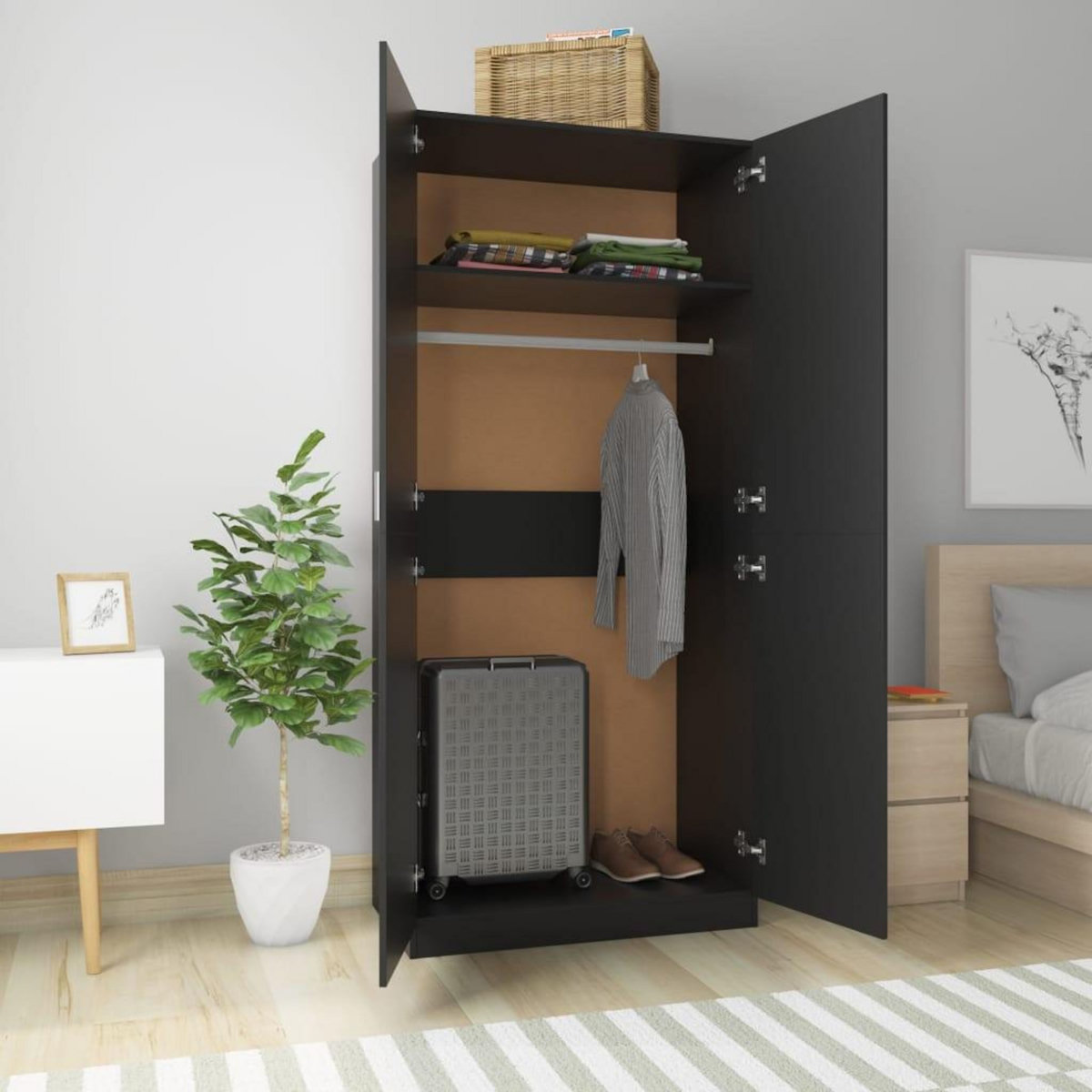 VIDAXL Garde-robe Noir 90x52x200 cm Bois d'ingenierie