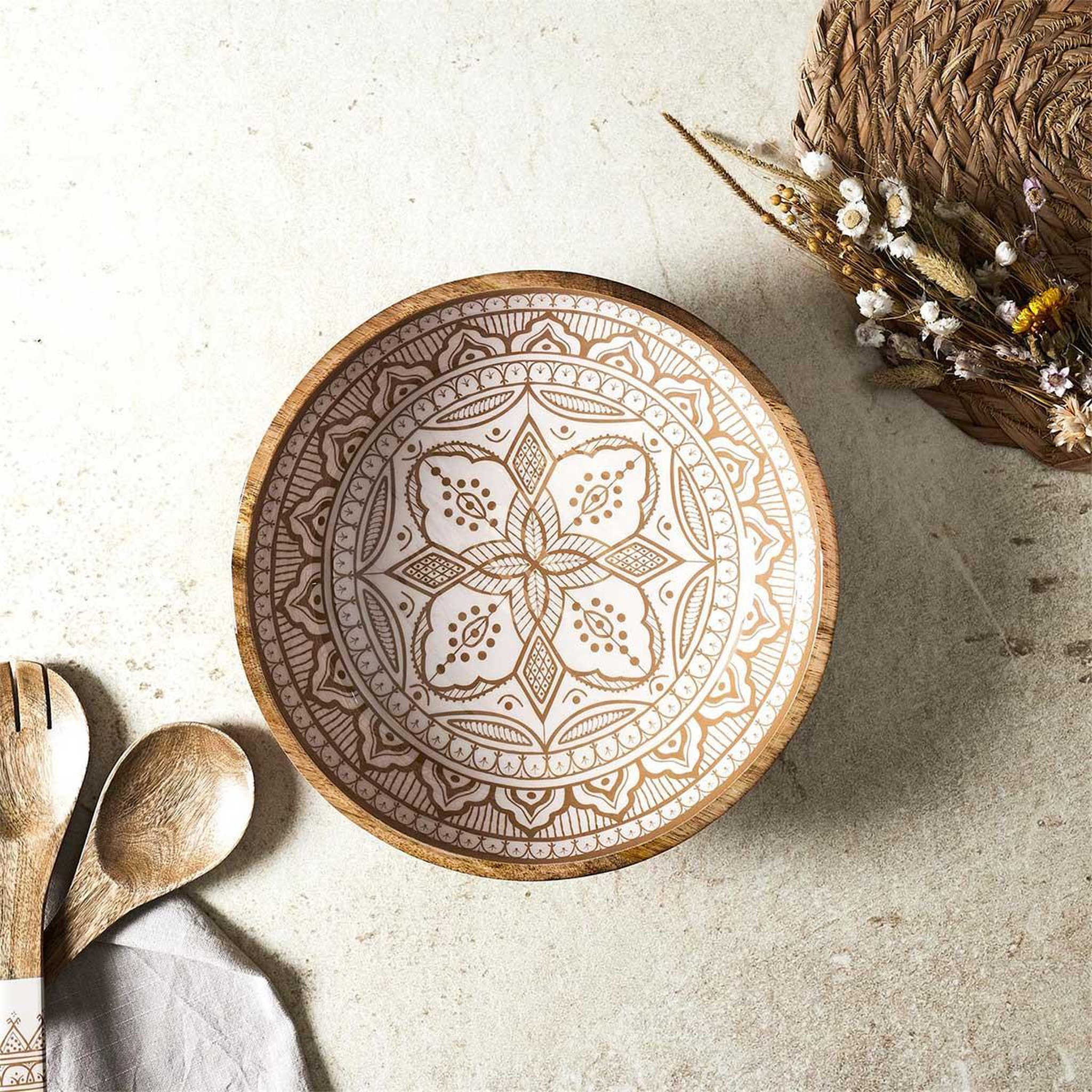 Voir la diapositive 4 : The Home Deco Factory Saladier en Bois  Dune  33cm Terracotta