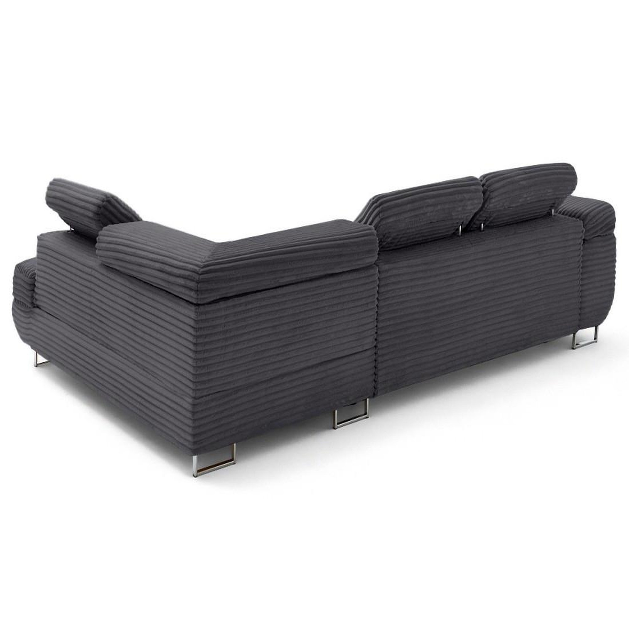 Voir la diapositive 4 : LISA DESIGN Zaria - canapé d'angle droit 5 places convertible avec coffre et têtières en velours côtelé grosses côtes