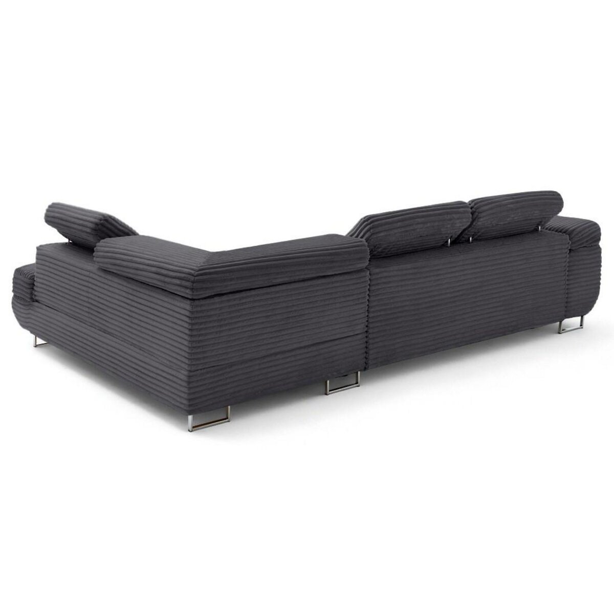 LISA DESIGN Zaria - canapé d'angle droit 5 places convertible avec coffre et têtières en velours côtelé grosses côtes