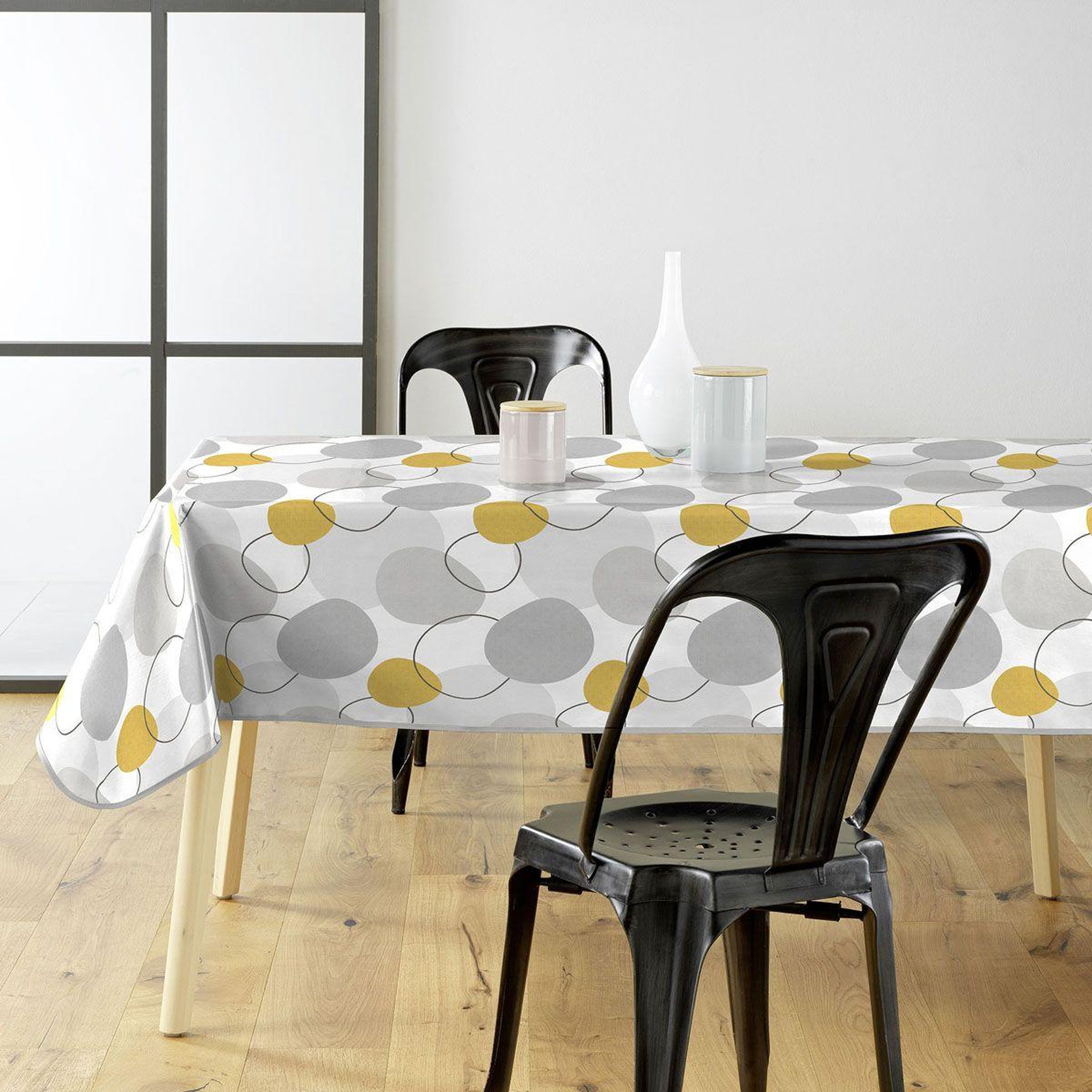 Douceur d'Intérieur Nappe toile cirée  disco  140x240cm jaune