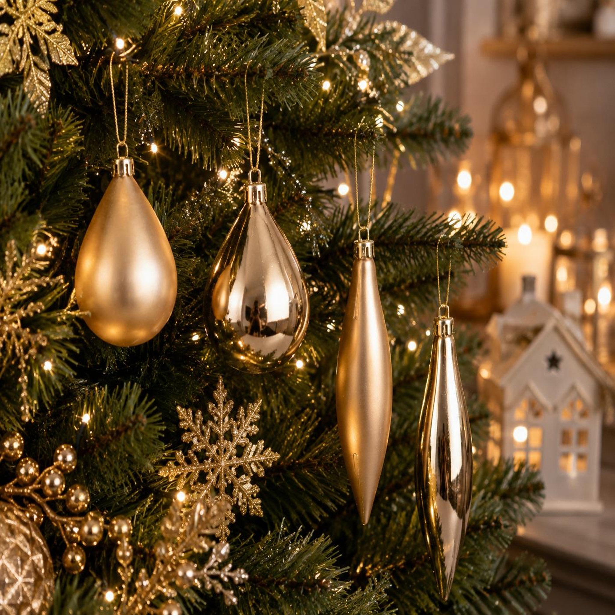 Voir la diapositive 2 : Eden 4 boules de sapin de noel olive et glacon
