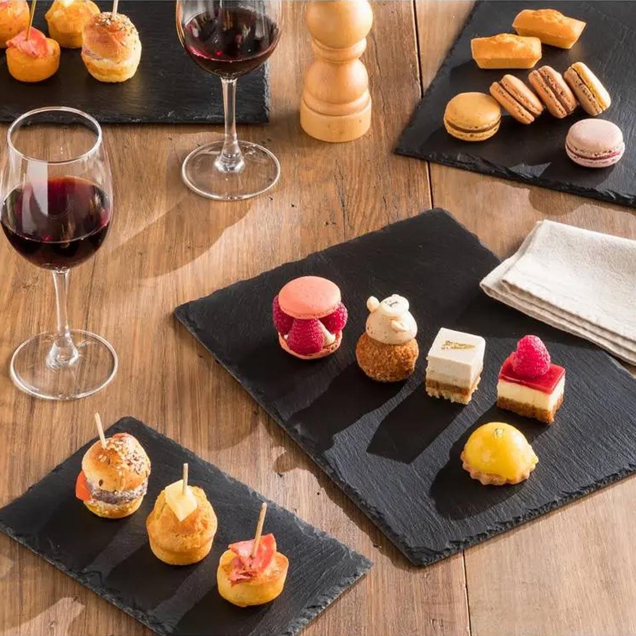 Voir la diapositive 3 : SECRET DE GOURMET Lot de 6 assiettes plates  ardoise  30cm gris
