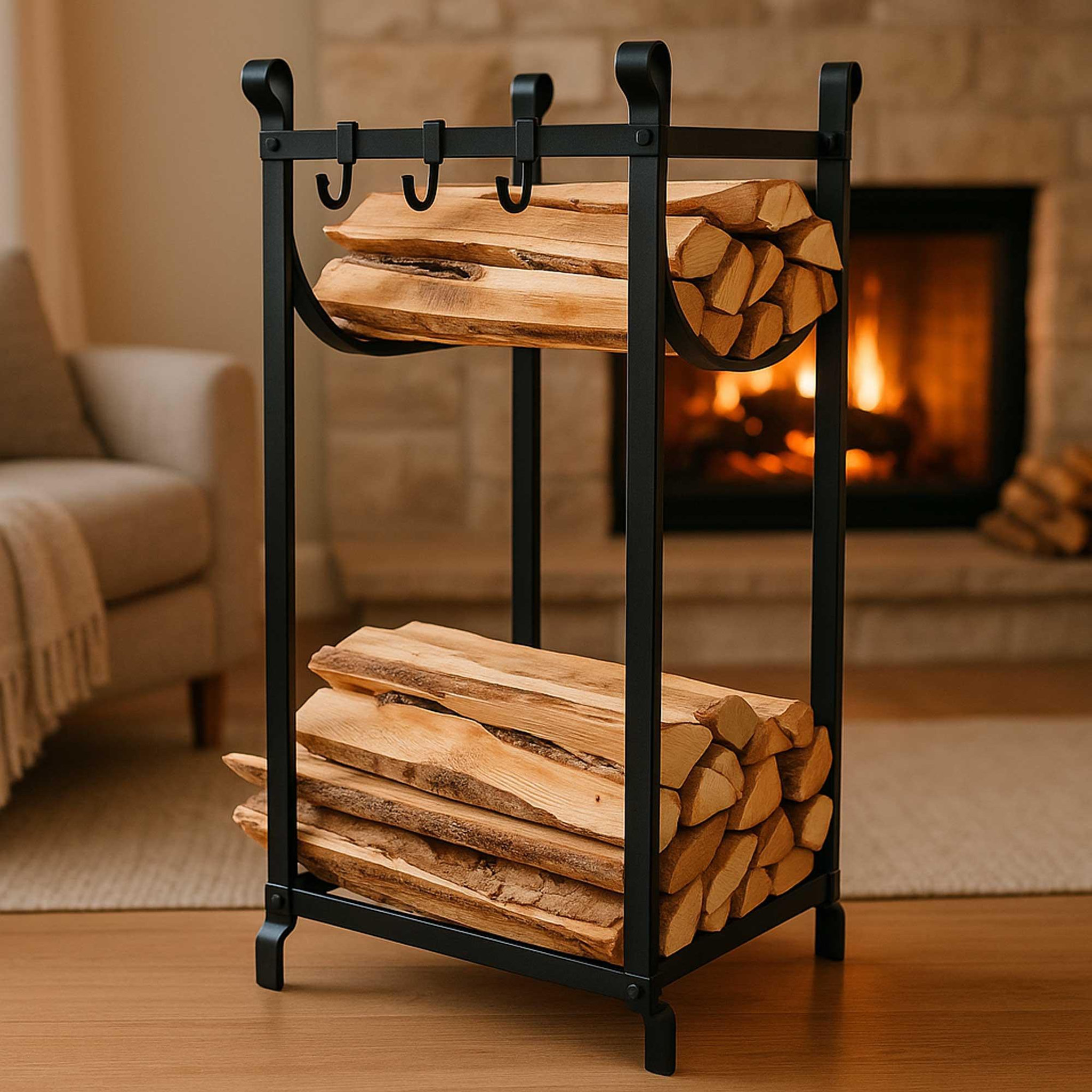 Voir la diapositive 3 : WERKAPRO Range bûches d'intérieur 2 niveaux WERKA PRO  h 76cm