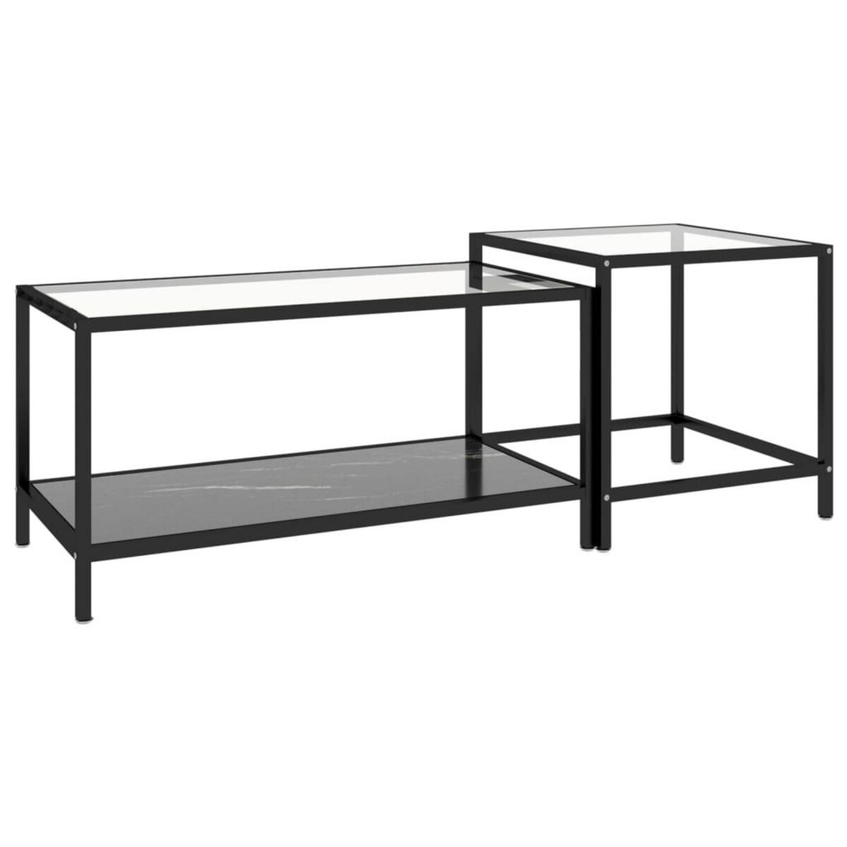 VIDAXL Tables a the 2 pcs Verre trempe Noir