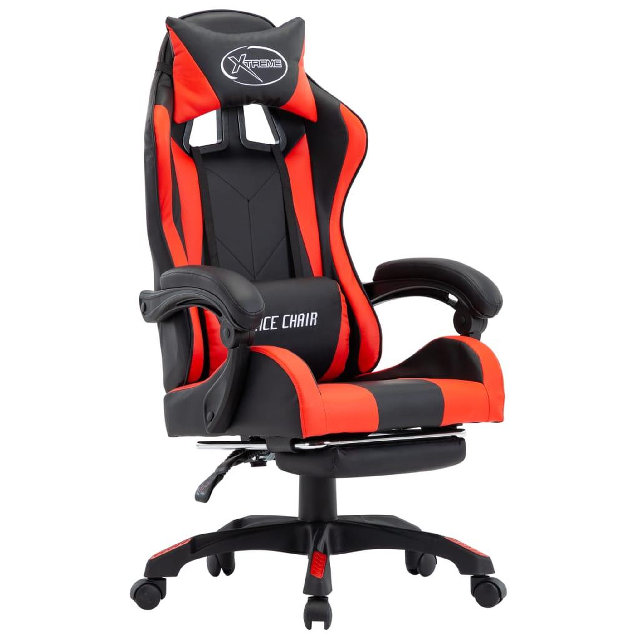 VIDAXL Fauteuil de jeux video et repose-pied Rouge et noir Similicuir