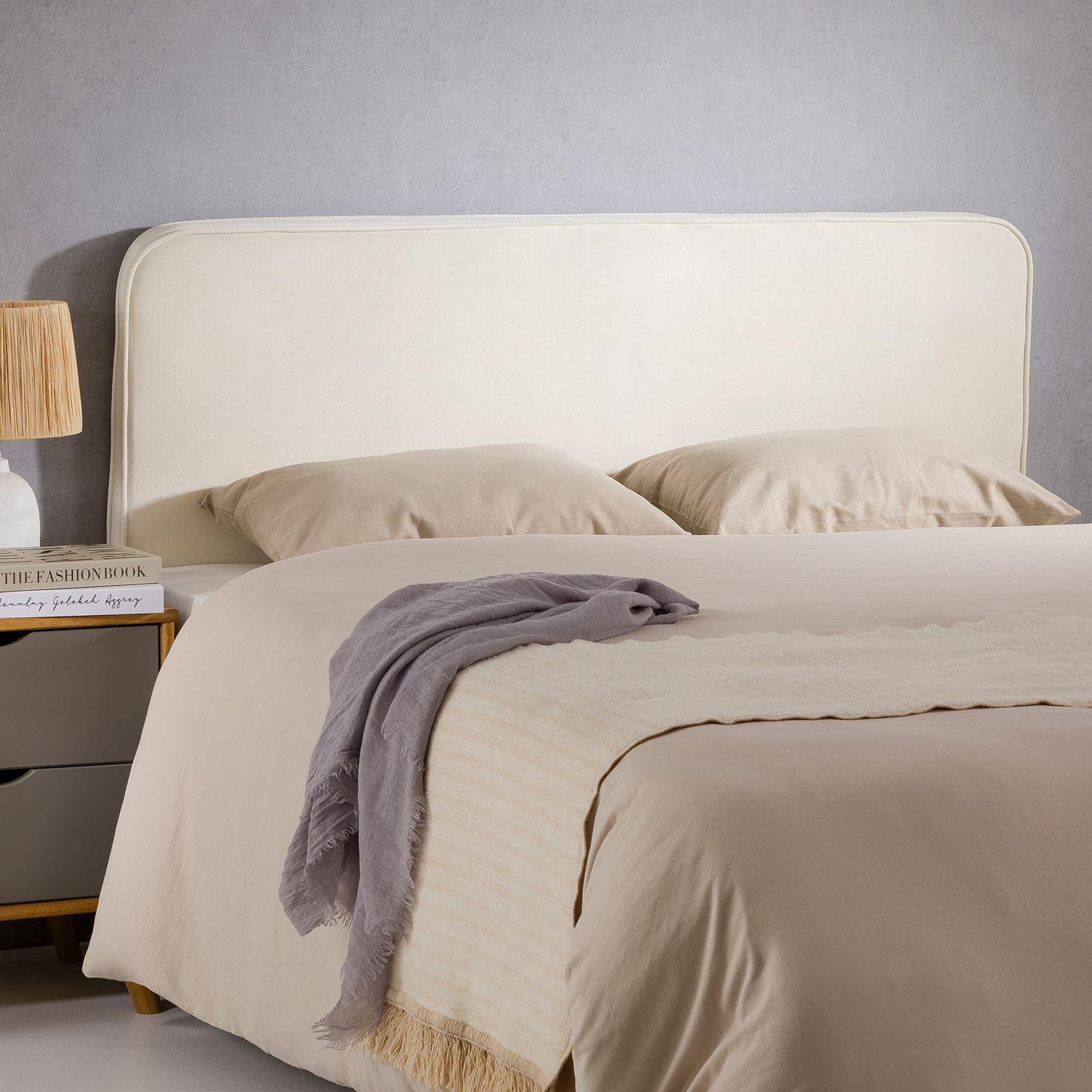 Voir la diapositive 4 : IDIMEX Tête de lit NOVARE 160 avec fixation murale, en tissu