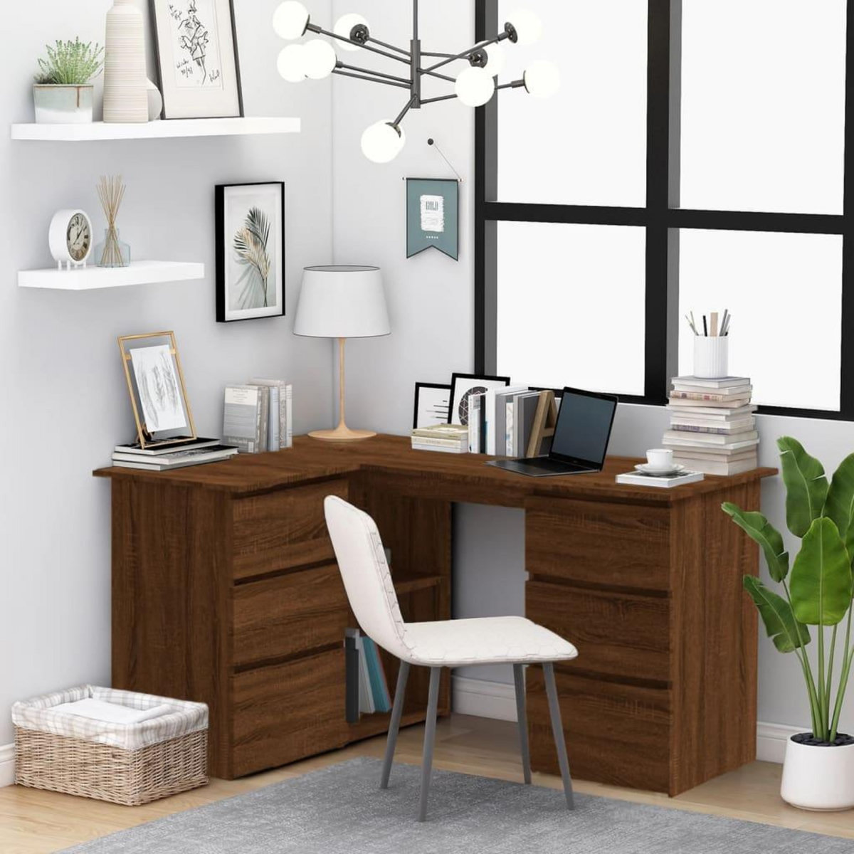 VIDAXL Bureau d'angle Chene marron 145x100x76 cm Bois d'ingenierie