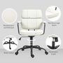 Voir la diapositive 4 : HOMCOM Chaise de bureau design néo-rétro - double dossier accoudoirs rembourrés - acier noir synthétique crème