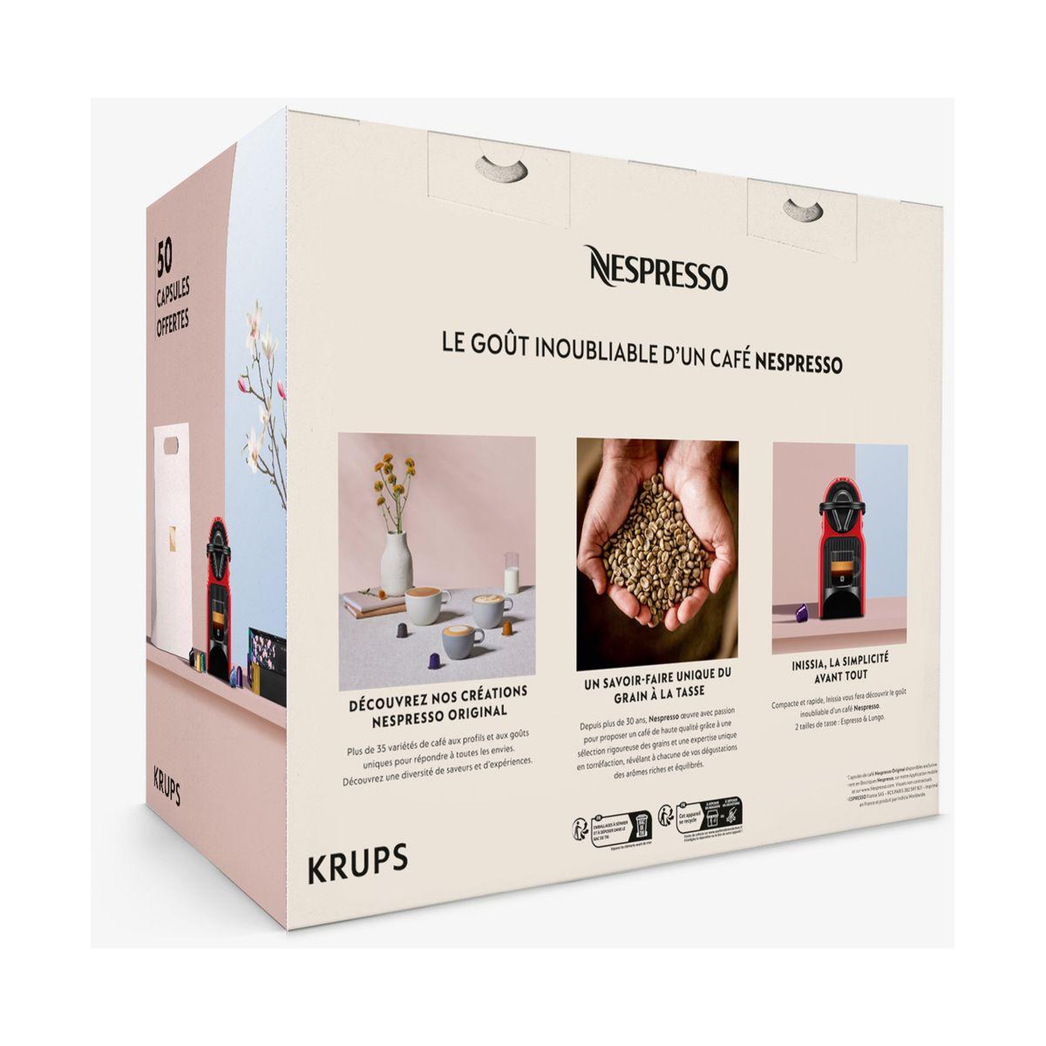 Voir la diapositive 4 : KRUPS Cafetière à dosettes machine à capsules Inissia rouge +50 caps YY5789FD