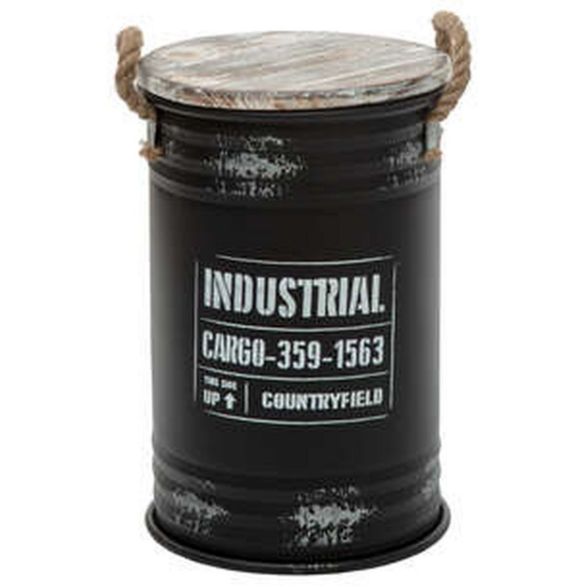 Lot de 3 coffres en forme de bidon Style industriel avec poignées