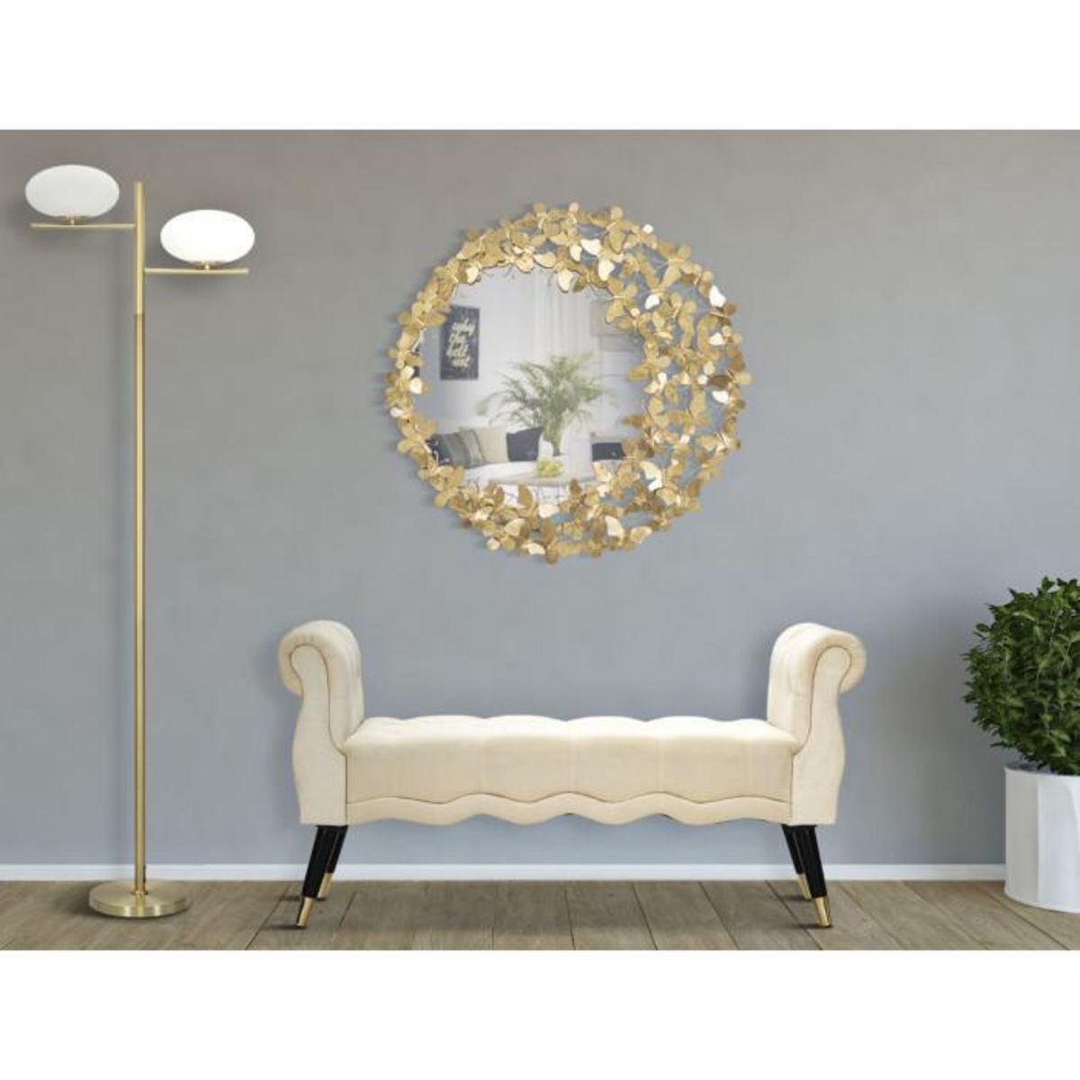 Paris Prix Miroir Mural Design  Butterfly  81cm Or