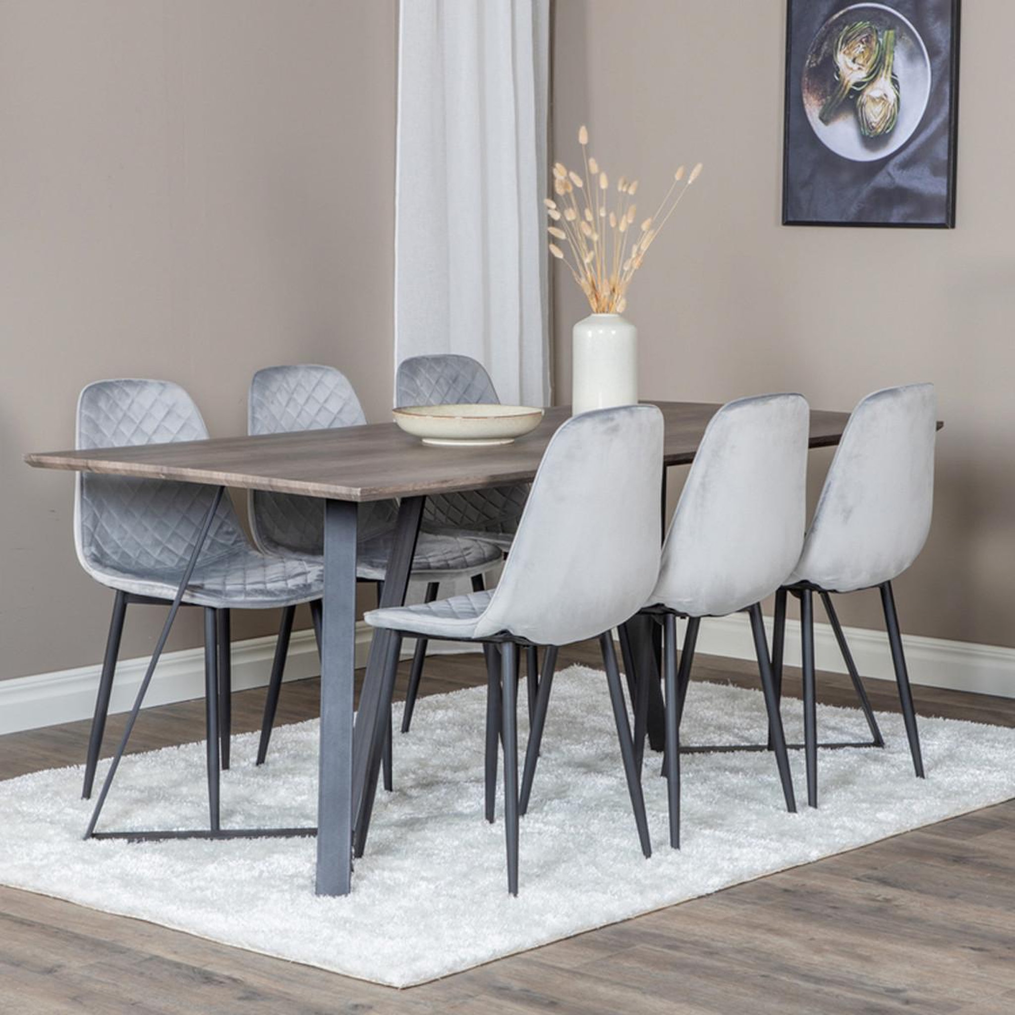 Voir la diapositive 5 : Paris Prix Ensemble table à manger & 6 chaises design  marina & polar  180cm naturel & gris