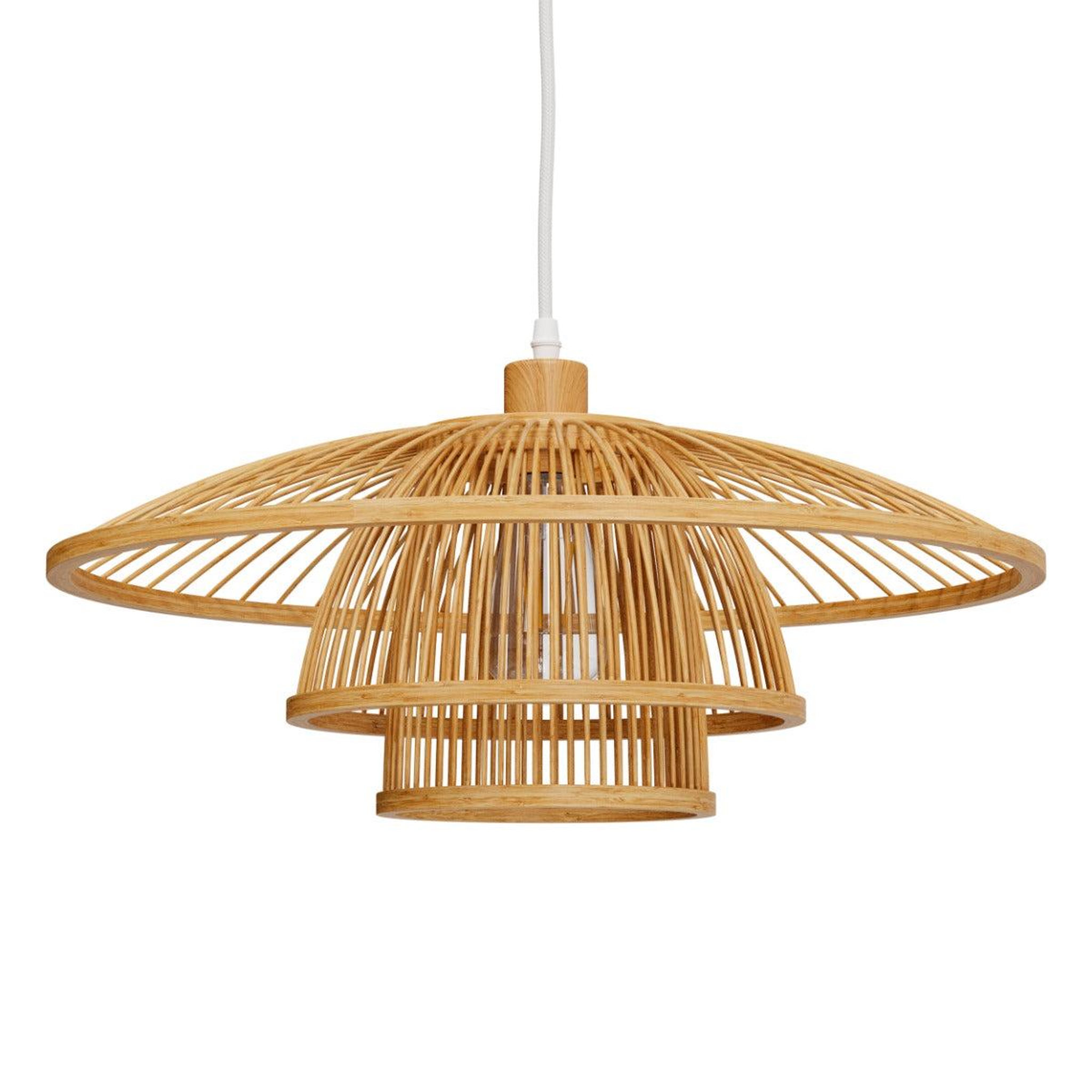 Voir la diapositive 3 : MAISON PAVANE Suspension en bambou naturel et métal D50 cm-Mirabel