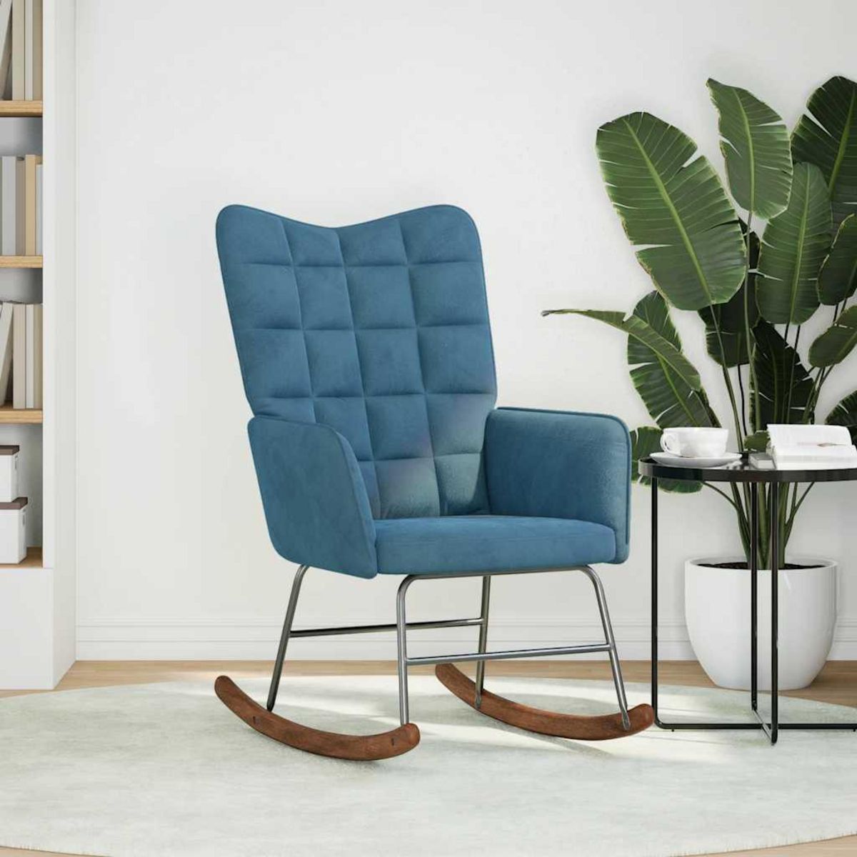 VIDAXL Chaise a bascule Bleu Velours