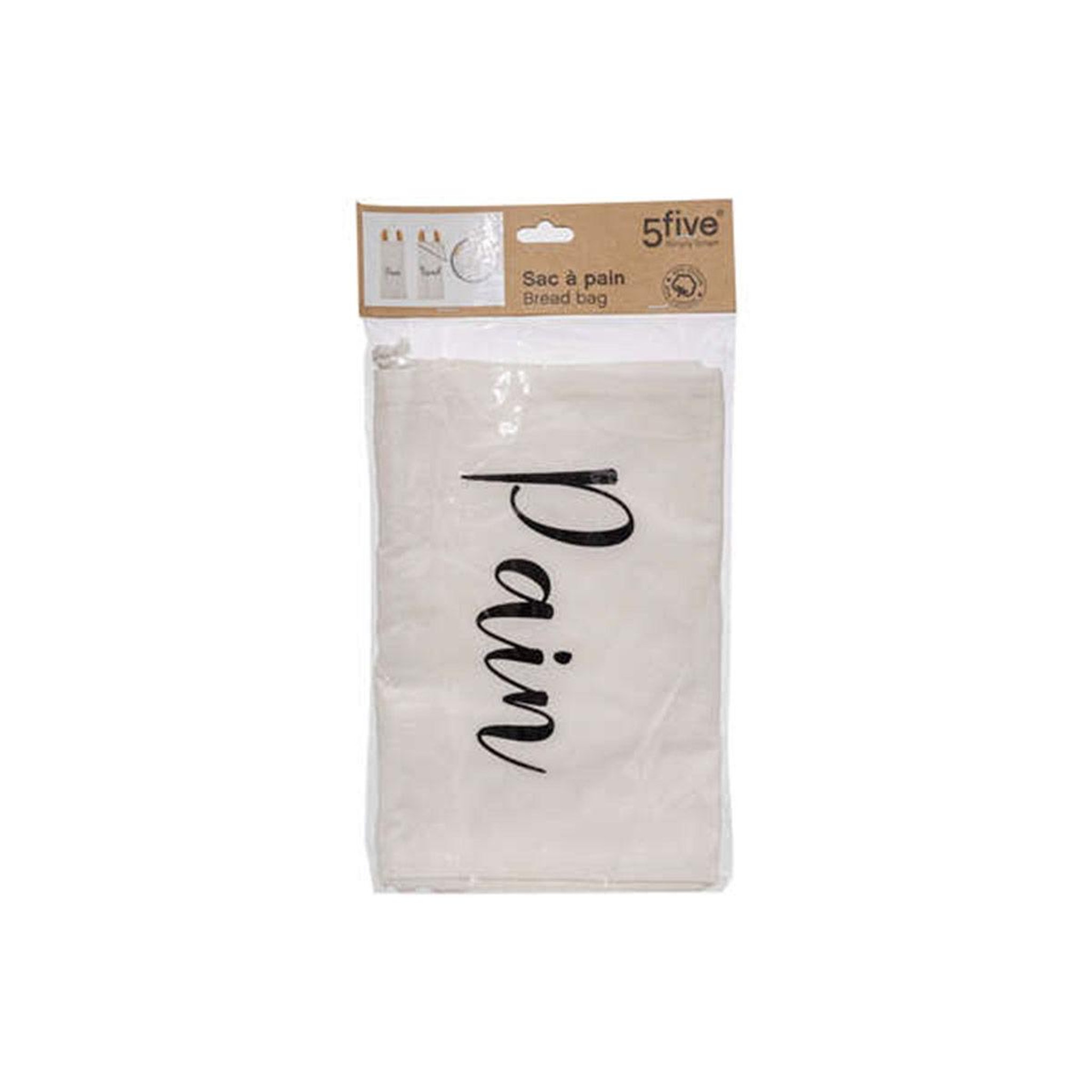 Voir la diapositive 3 : FIVE Sac à Pain en Coton  Bread  52cm Blanc